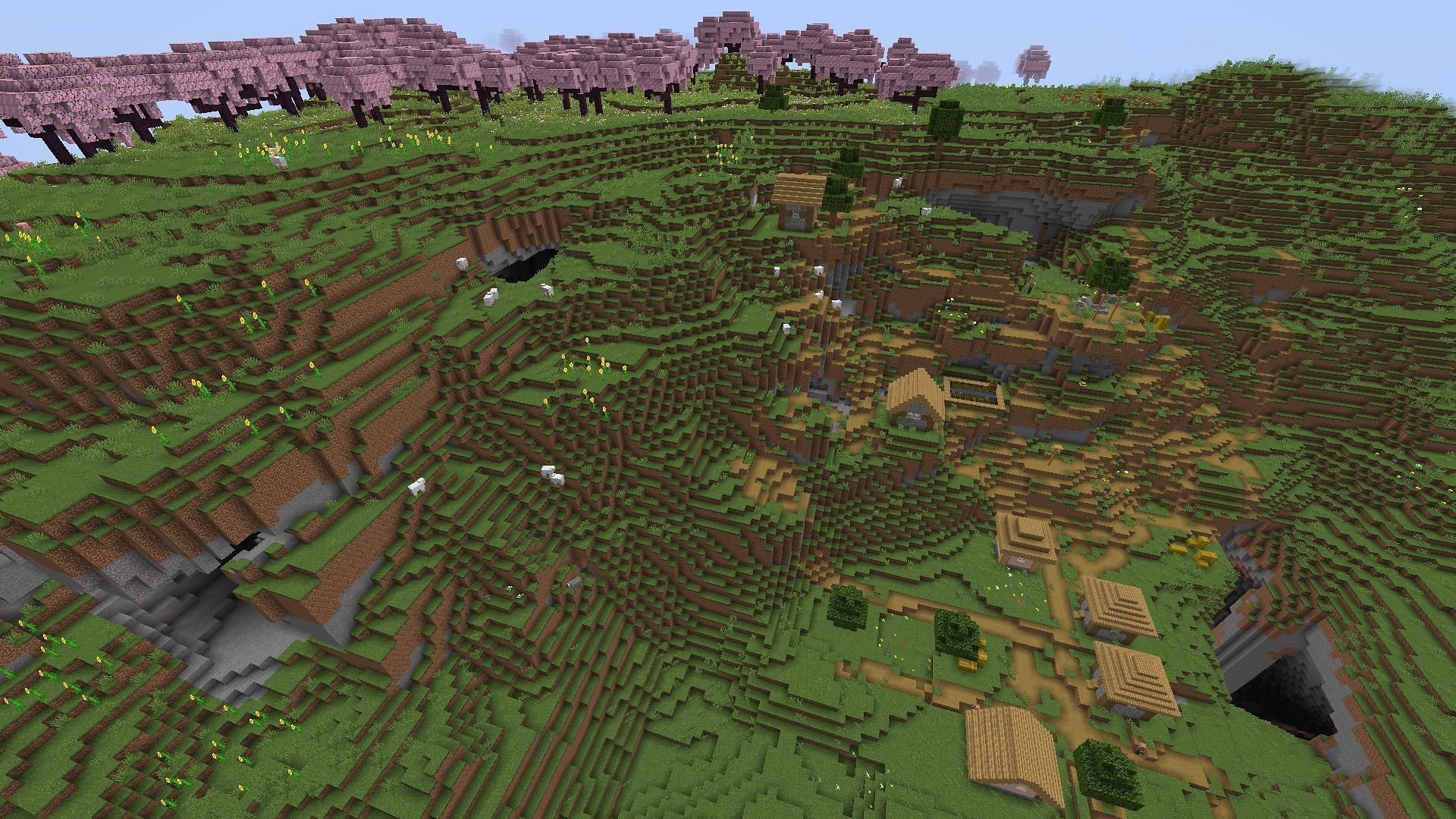 A gorgeous cherry grove village (Image via Mojang)