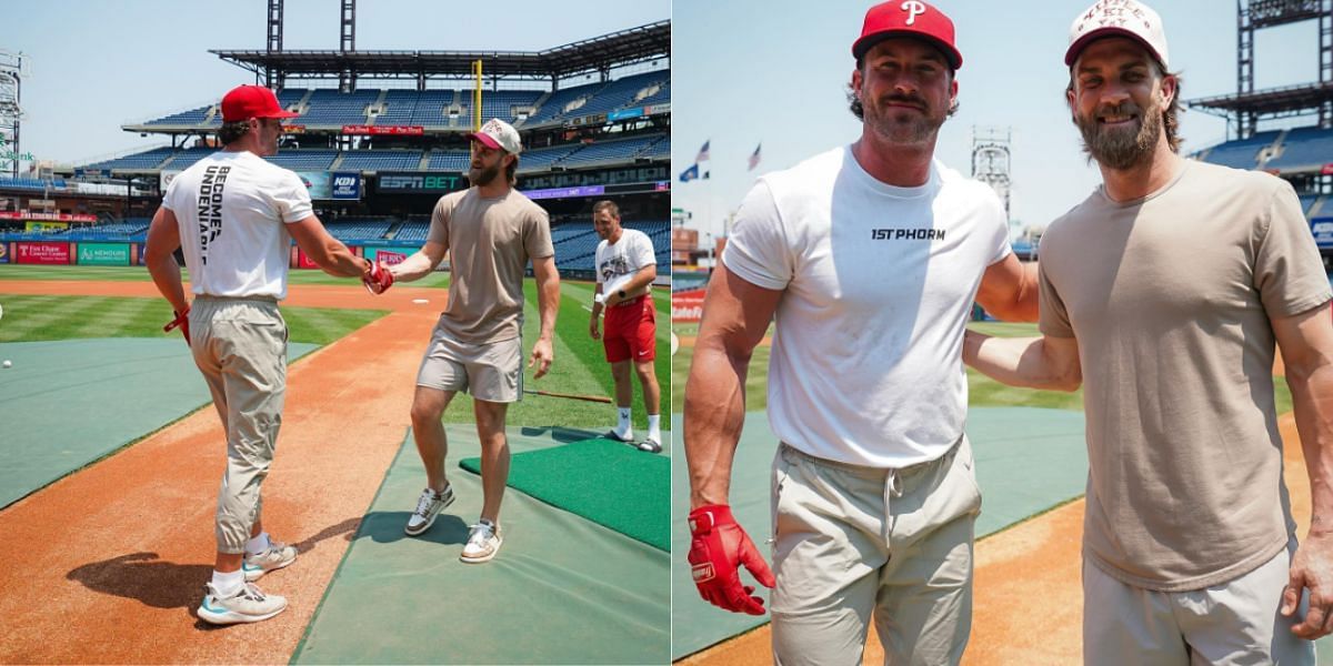 Bryce Harper and Riley Green at Citizens Bank Park (Image Credit: Riley Green / Instagram)