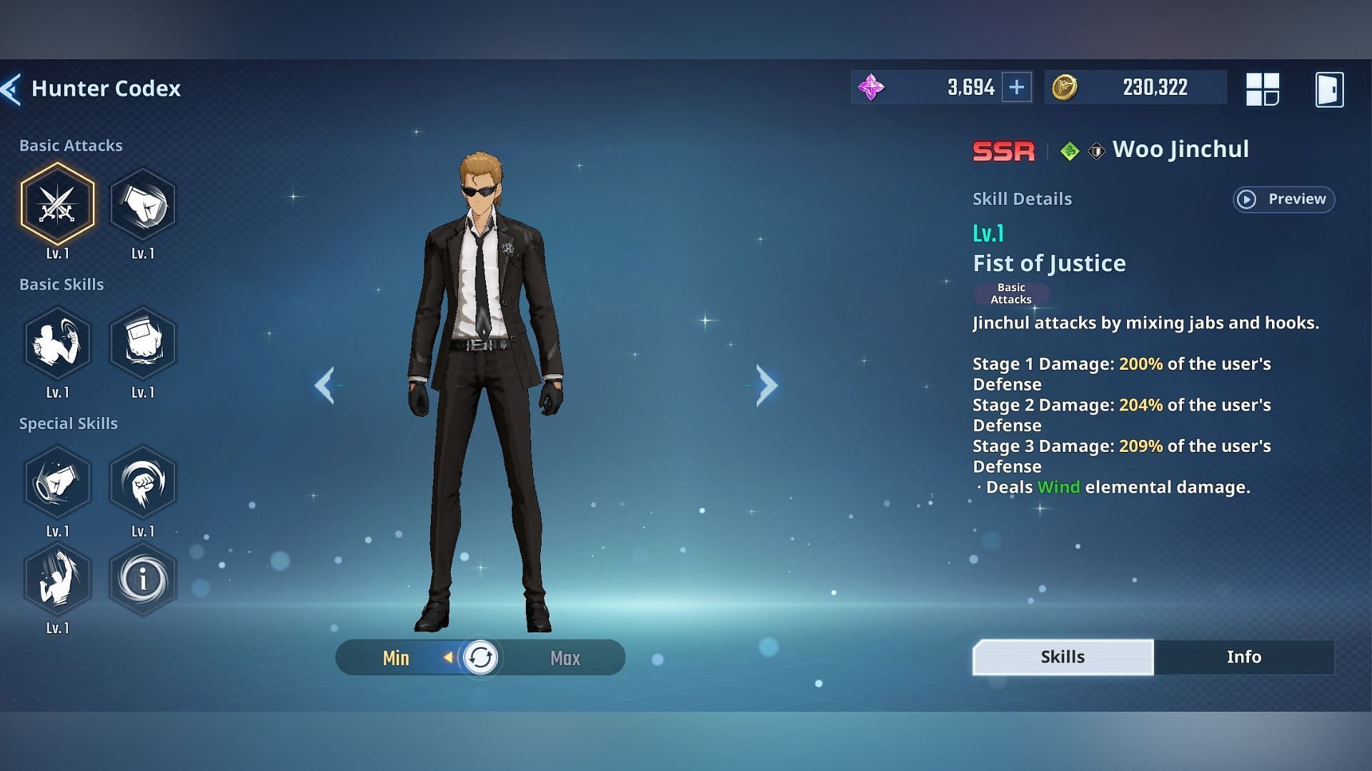 Jinchul&#039;s skills in Solo Leveling Arise (Image via Netmarble)