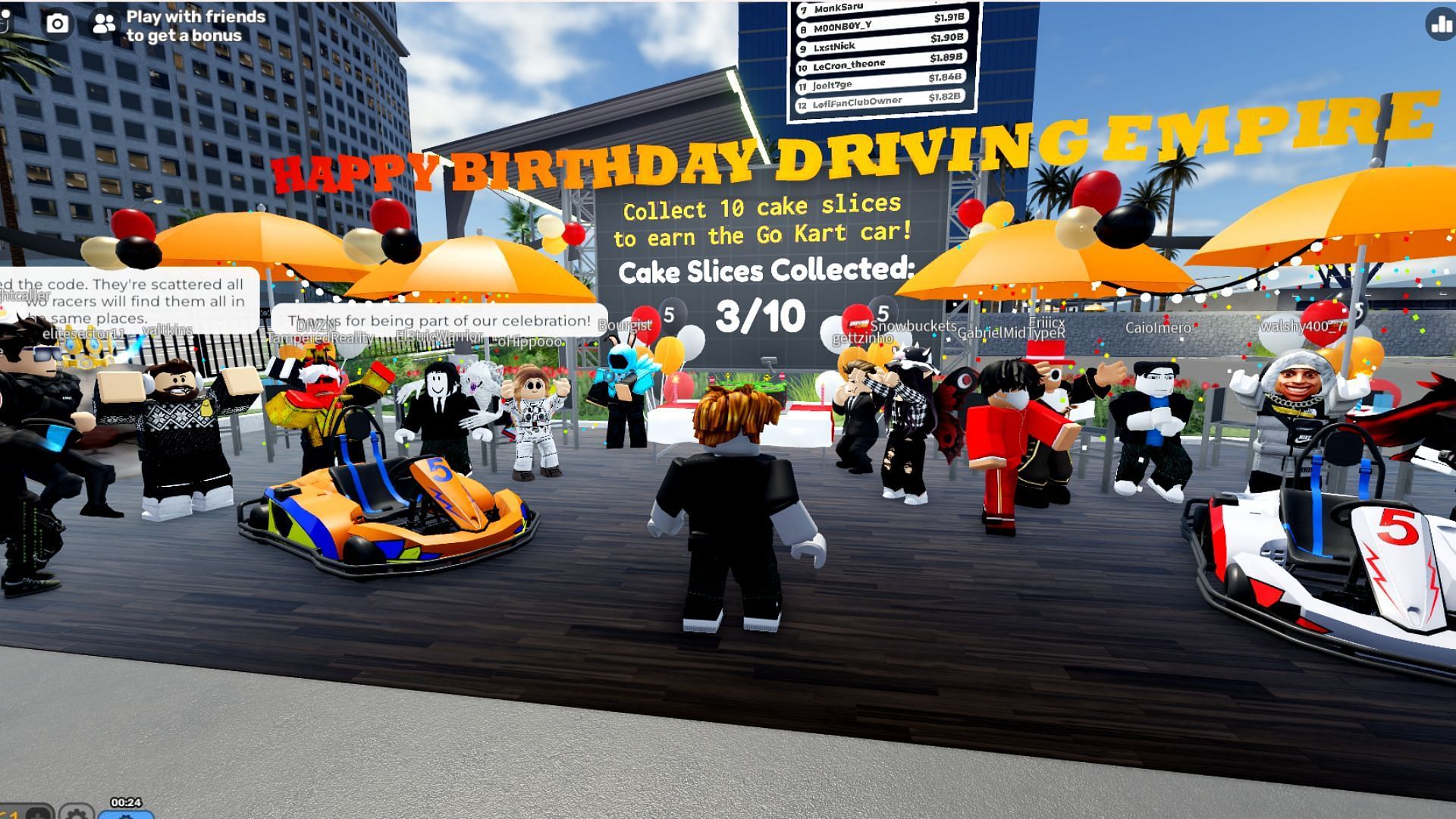 You will obtain a Go Kart car after collecting all the slices (Image via Roblox)
