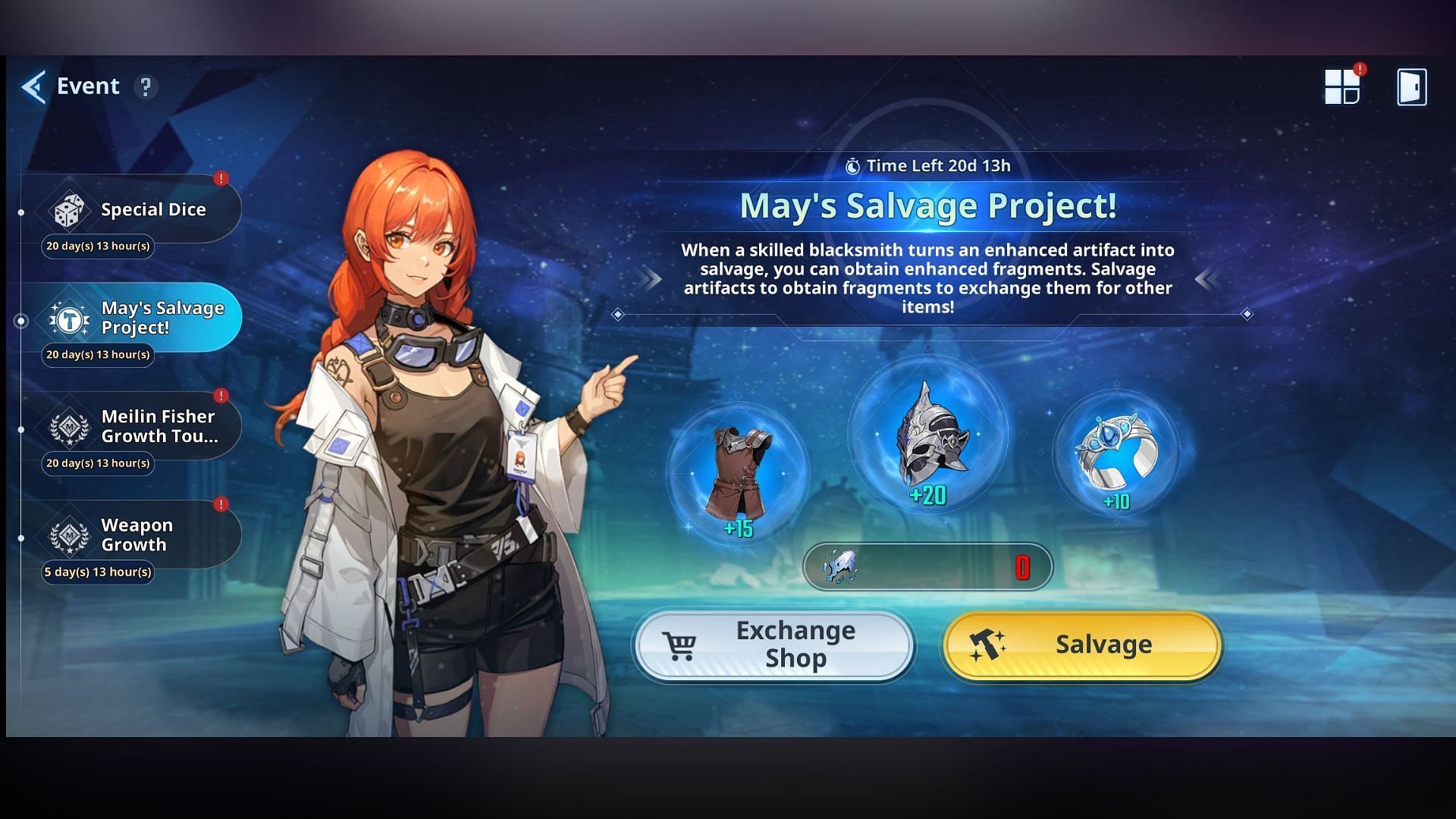 Players can get Mana Power Imbued Fragments by salvaging artifacts during the event period (Image via Netmarble)