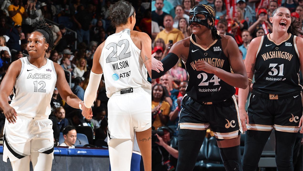 Las Vegas Aces will square off against Washington Mystics on Saturday. (Credit: Las Vegas Aces, Washington Mystics/Twitter).