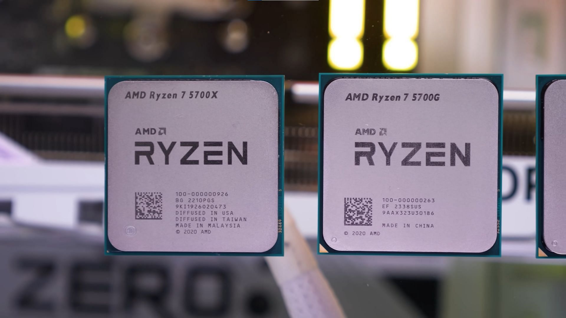 AMD Ryzen 5700X alongside other 5000 series processors (Image via Hardware Unboxed/YouTube)