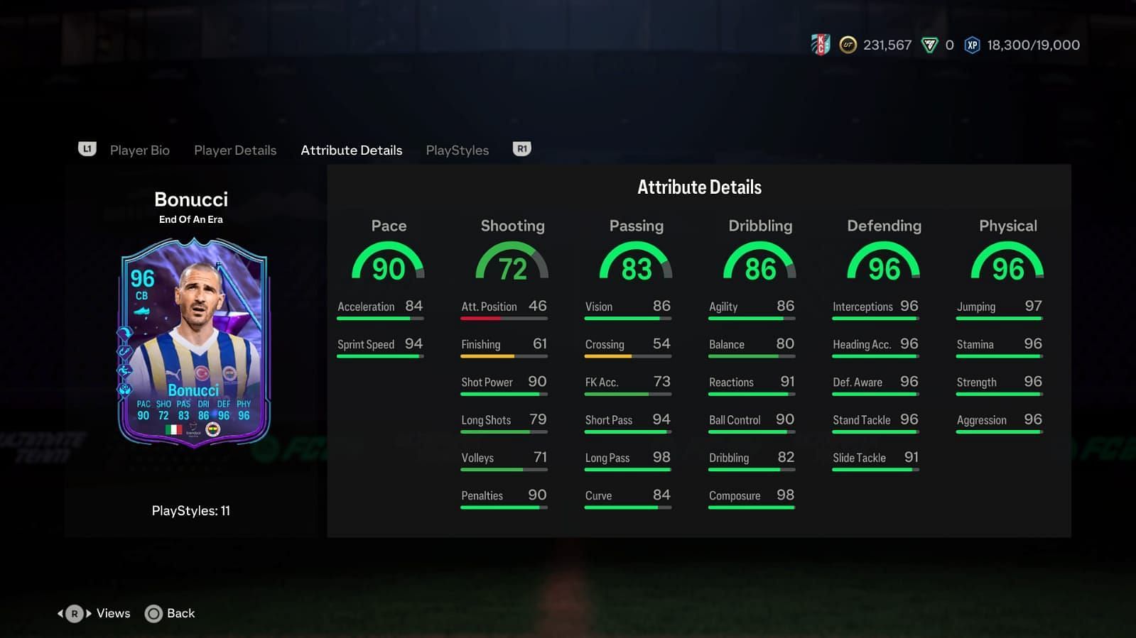 Bonucci has amazing stats (Image via EA Sports)