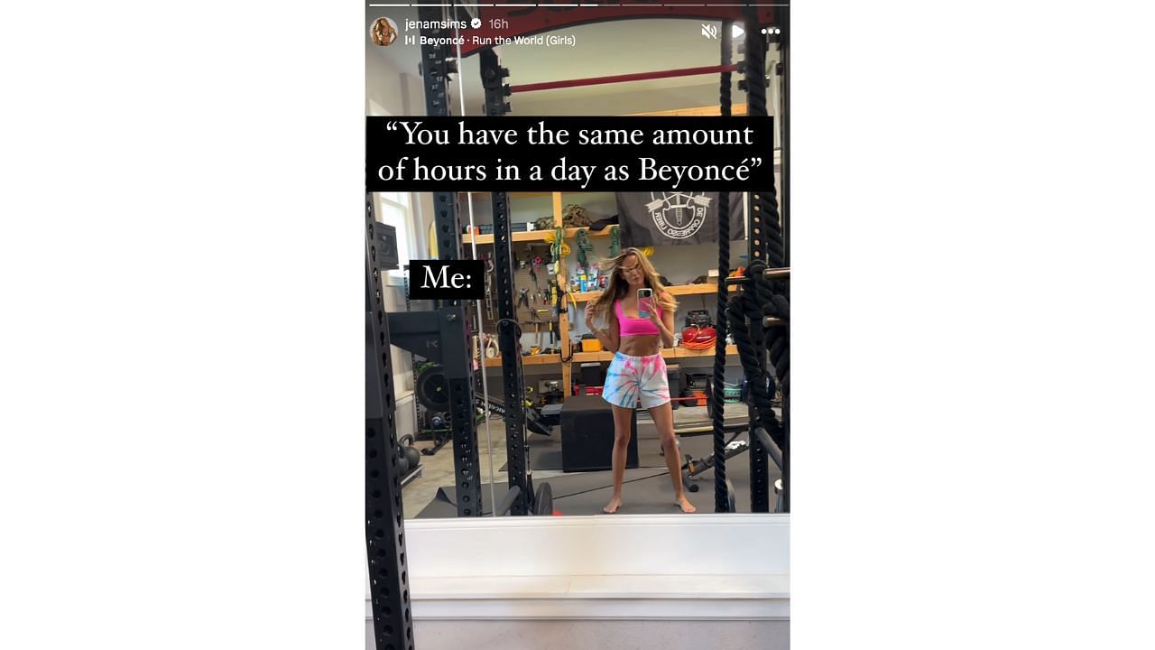 Brooks Koepka&#039;s wife Jena Sims shared an Instagram story comparing herself to Beyonce (via Jena Sims/Instagram)