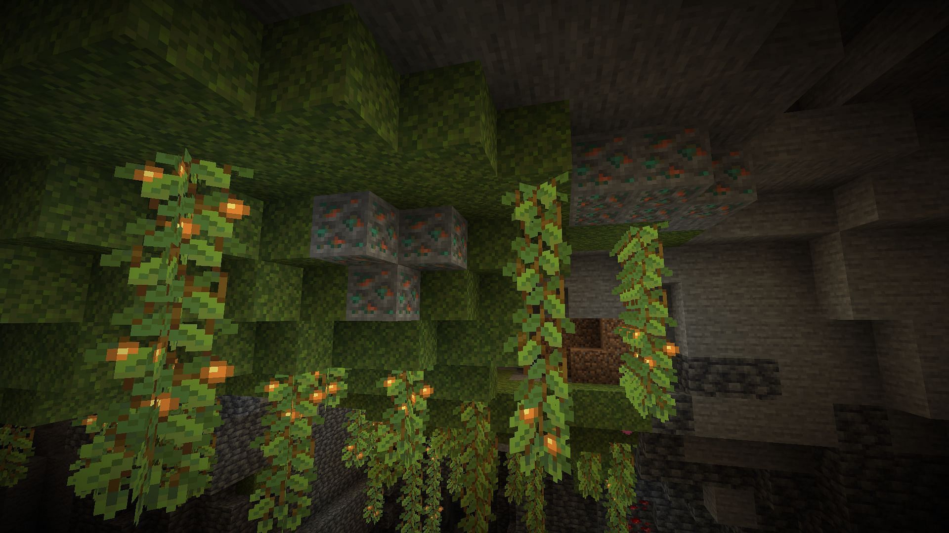 Copper ore within a lush cave (Image via Mojang)