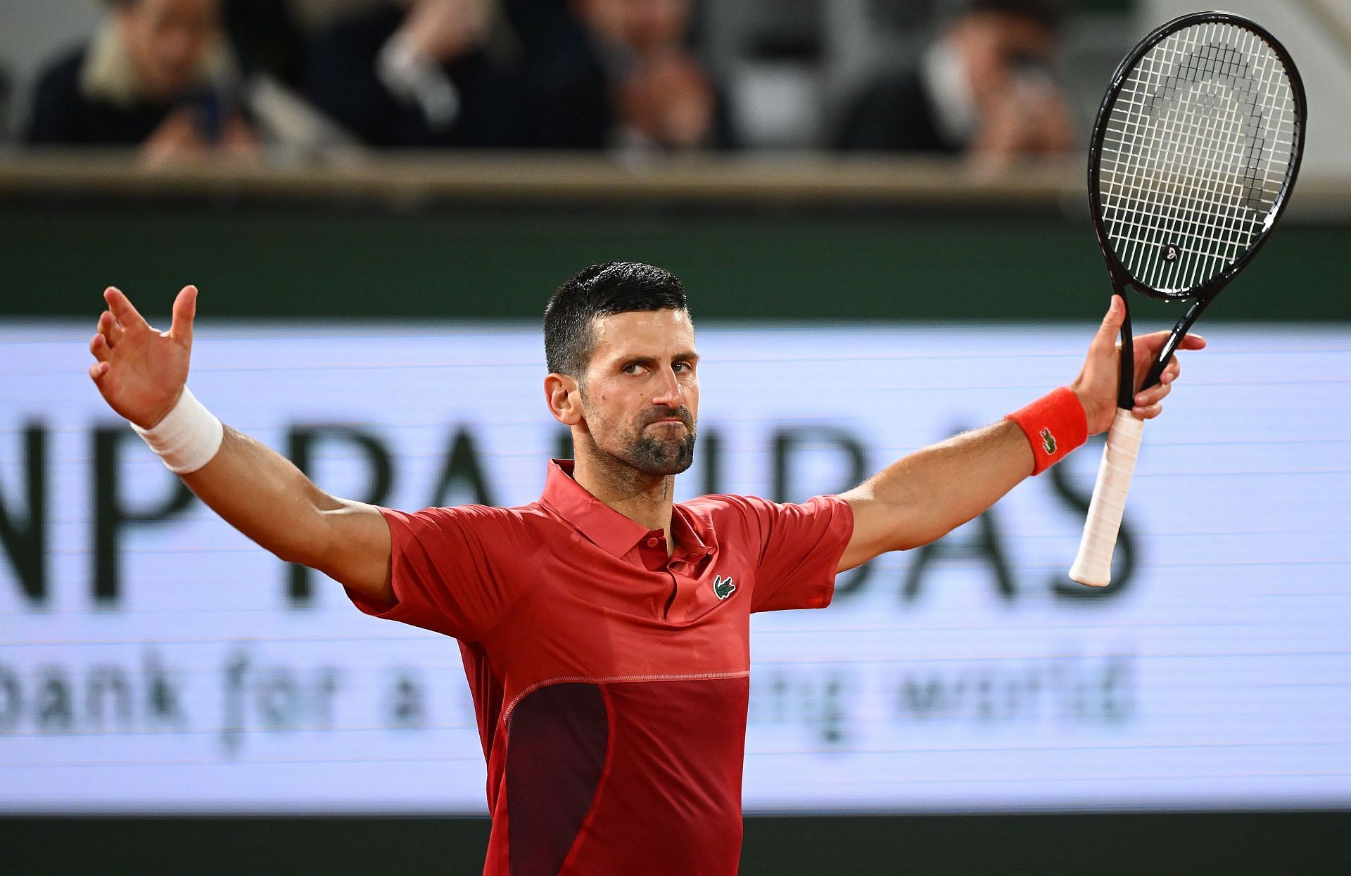 Novak Djokovic at the 2024 French Open.