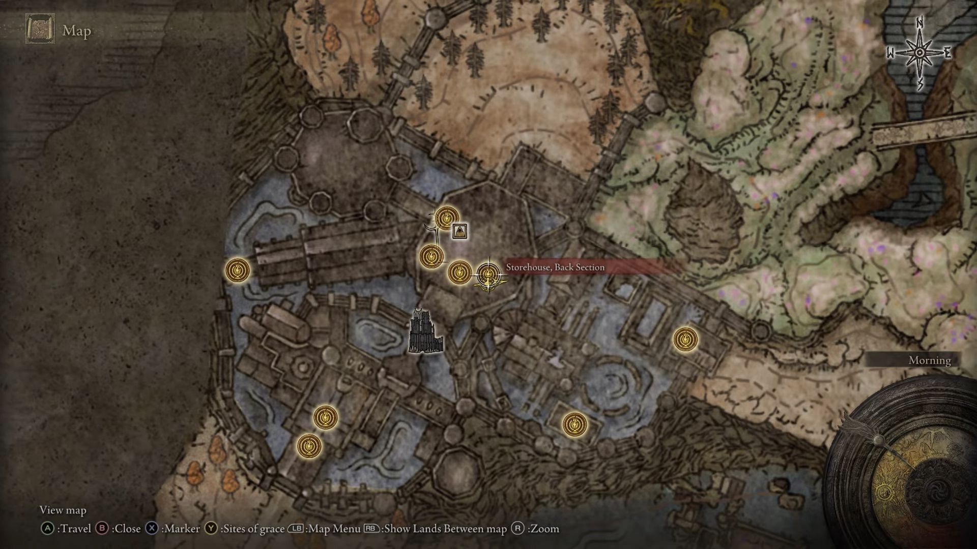 Location of the Carian Thrusting Shield (Image via FromSoftware || WaZeus on YouTube)