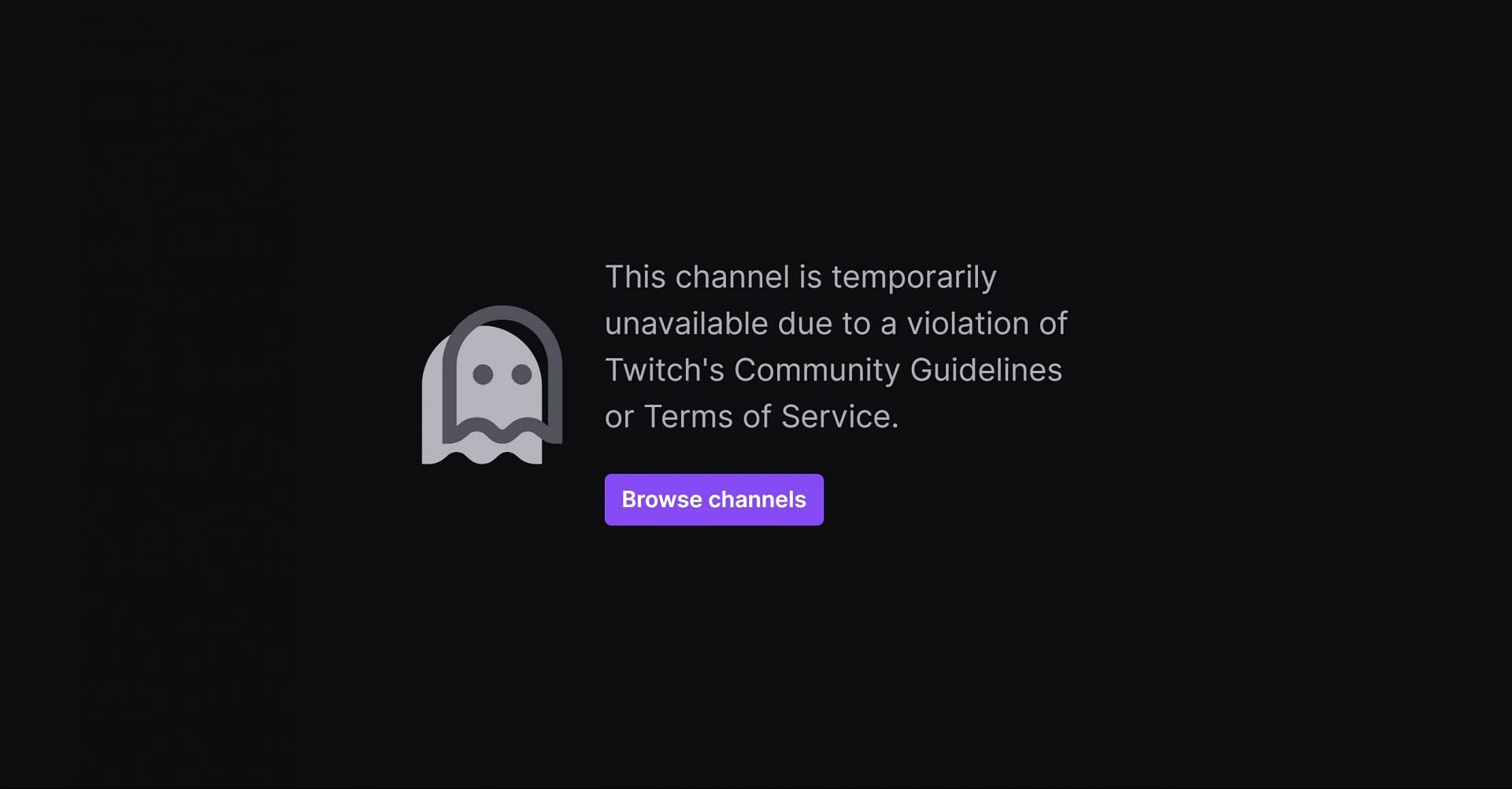 This message appears when accessing the streamer&#039;s Twitch channel on June 28, 2024 (Image via Twitch)