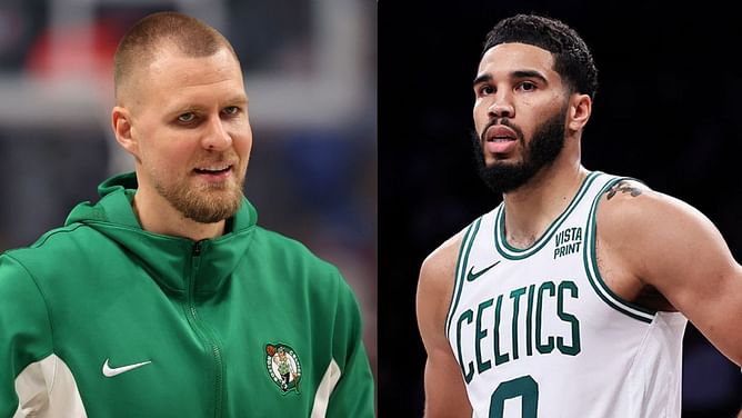 Watch: Kristaps Porzingis mimics Jayson Tatum's jumper during practice ahead of marquee Game 5