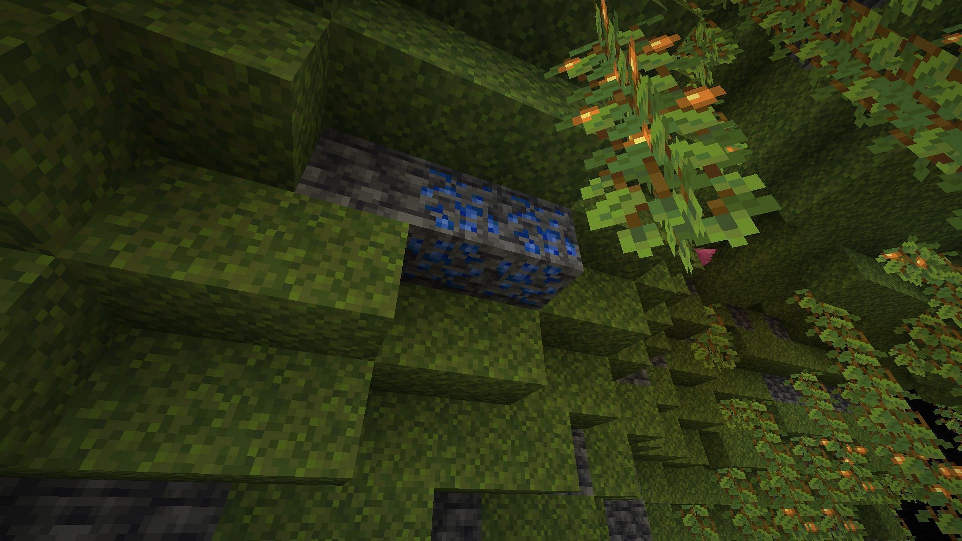 Lapis lazuli ore found in the walls of a lush cave (Image via Mojang)