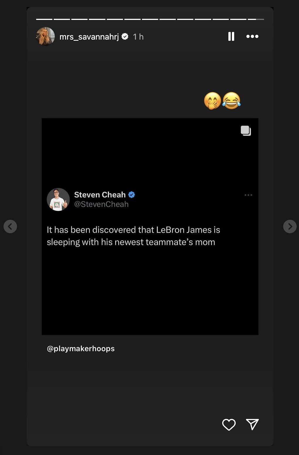 Savannah James shares viral joke saying LeBron James is 