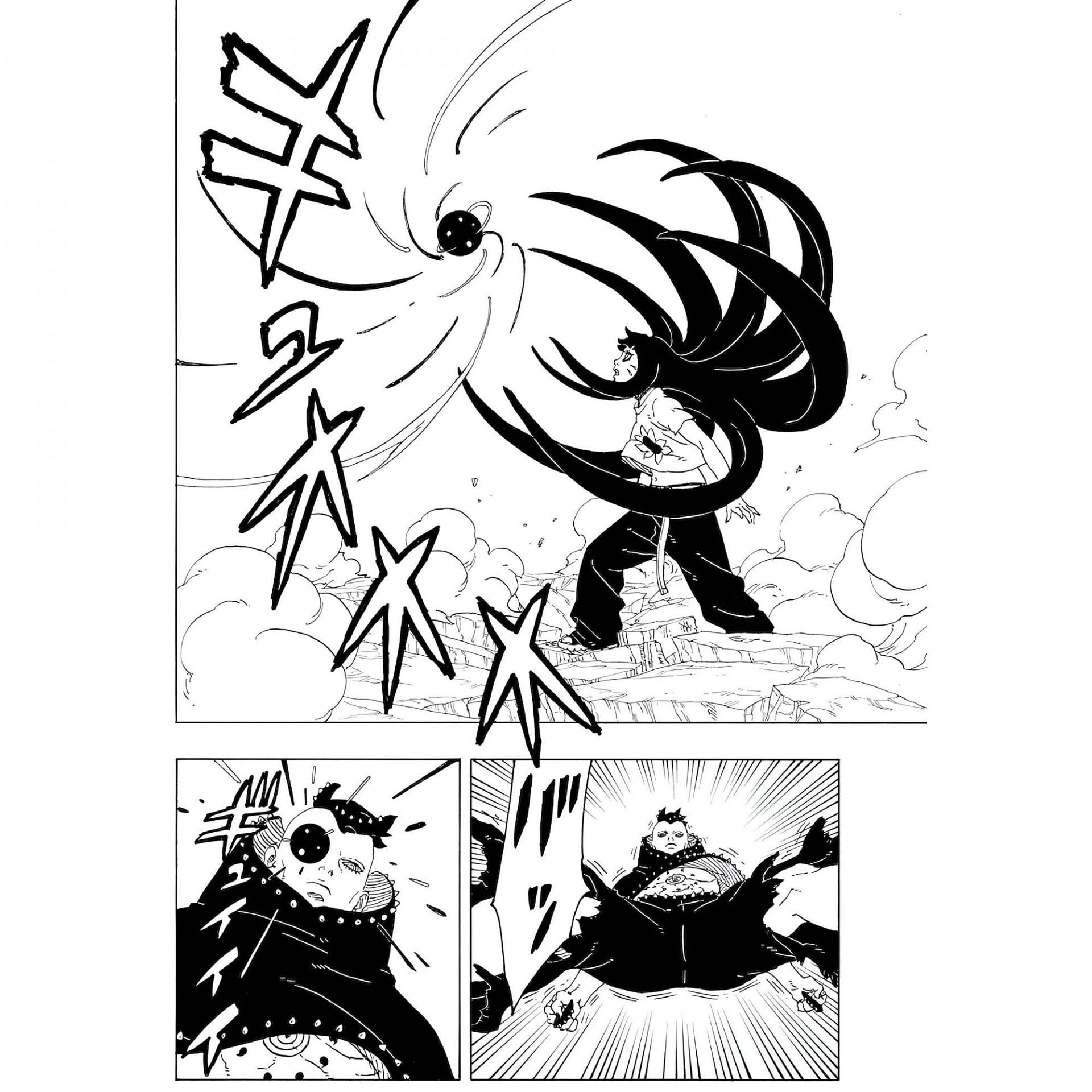 Himawari and Jura using Bijuu Bombs against each other (Image via Shueisha)