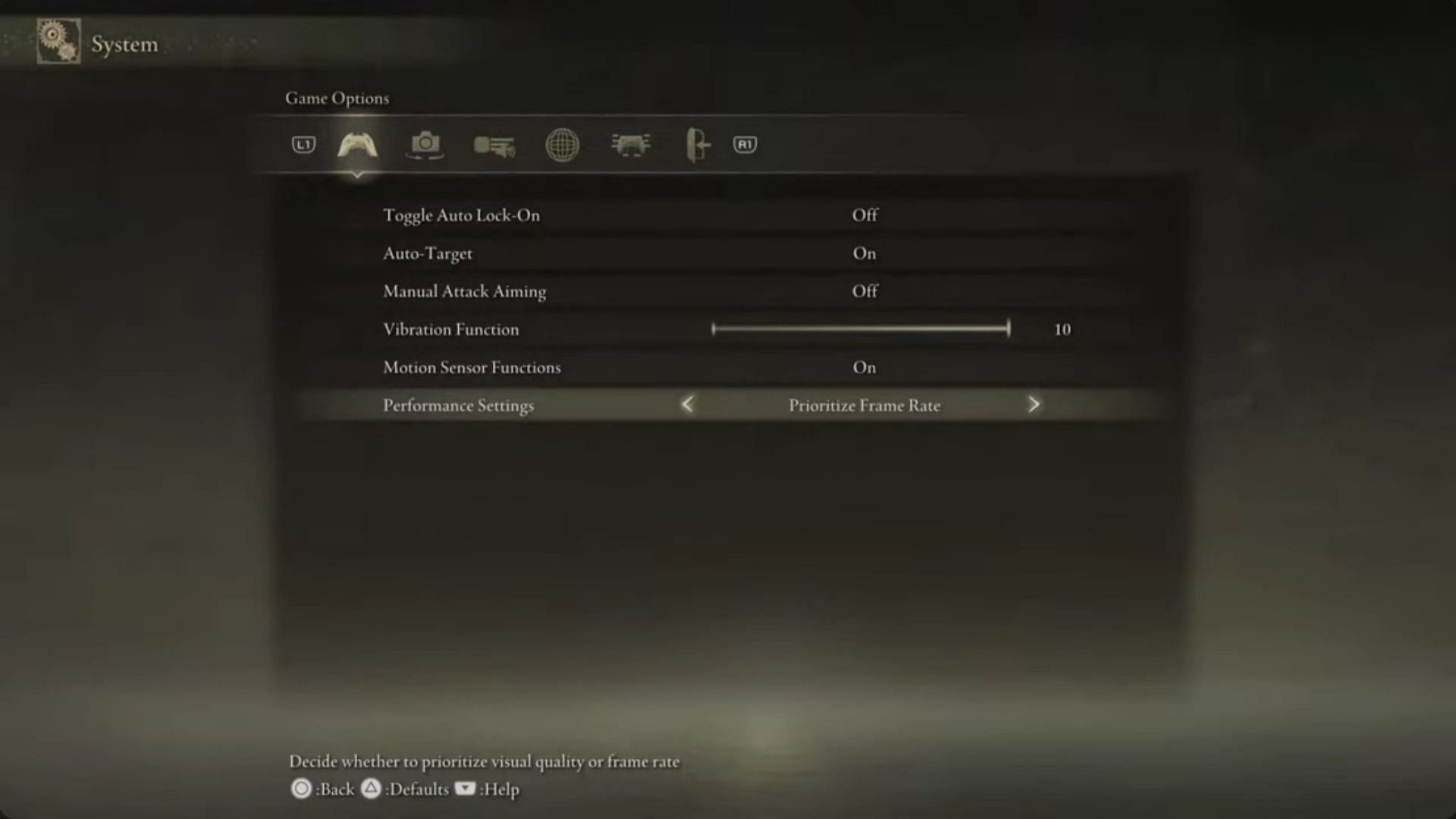 Game options settings on Shadow of the Erdtree (Image via YouTube/@B.K.H)