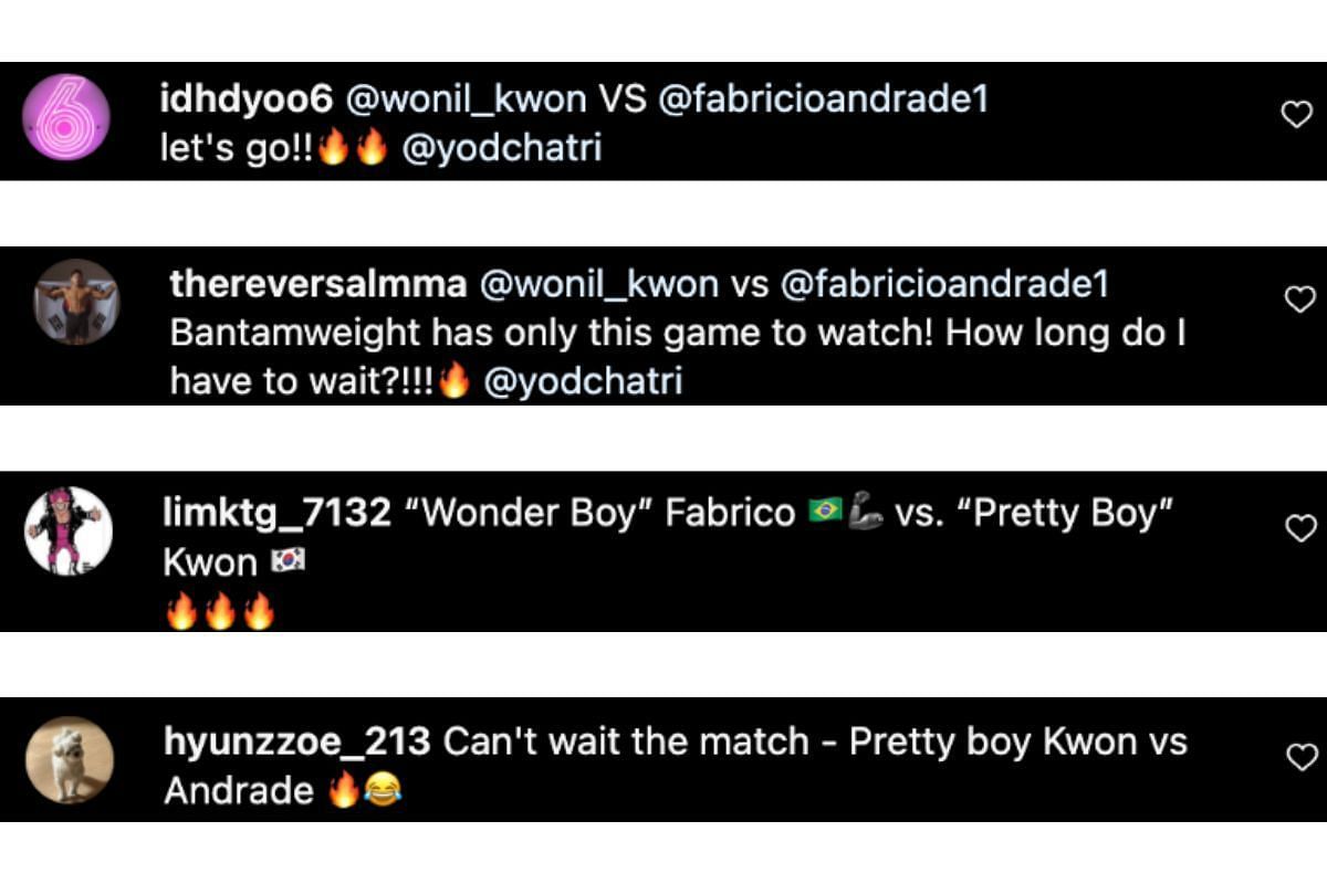 Screenshot of fans&#039; comments