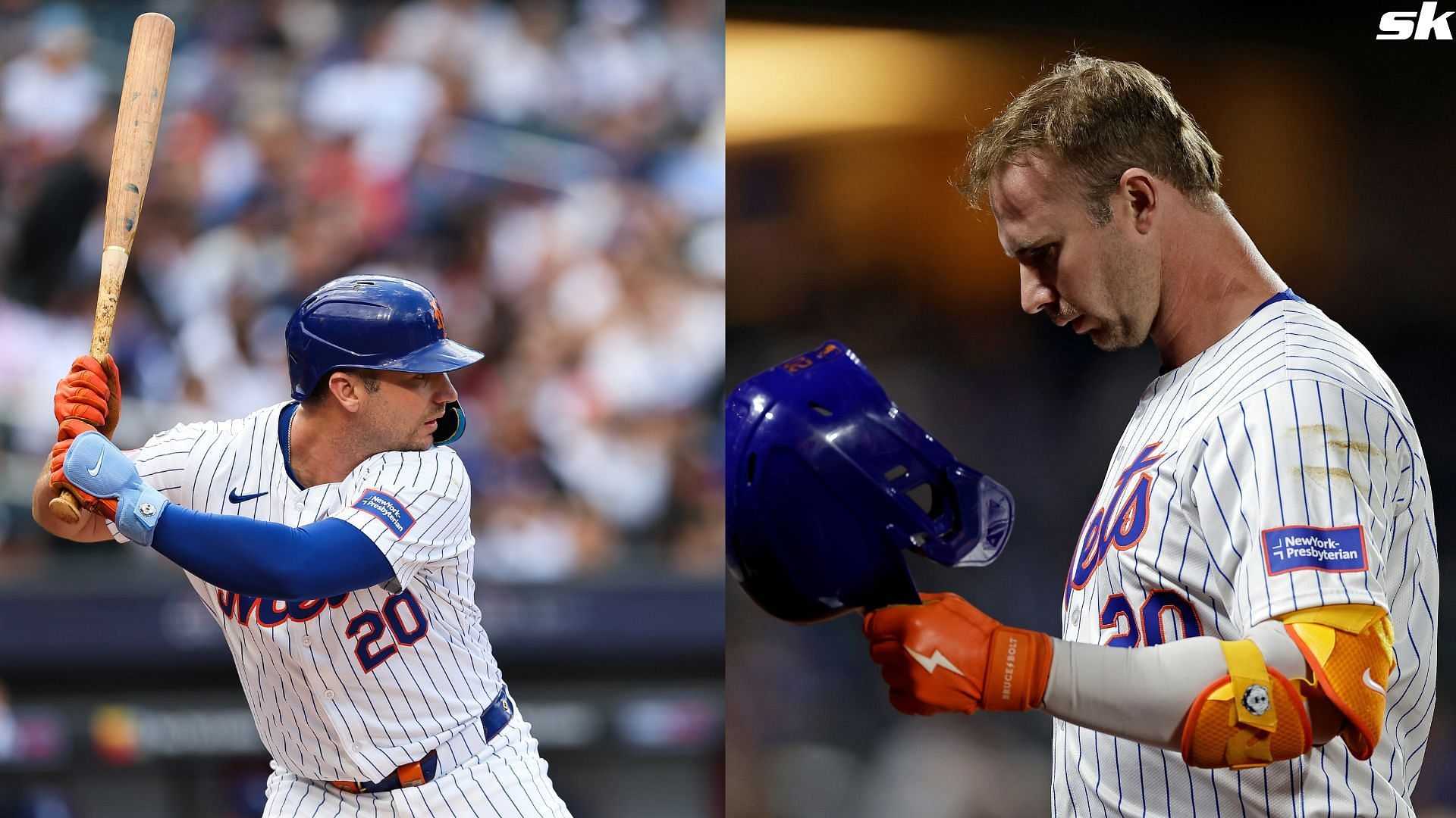 Pete Alonso of the New York Mets in action against the Los Angeles Dodgers at Citi Field