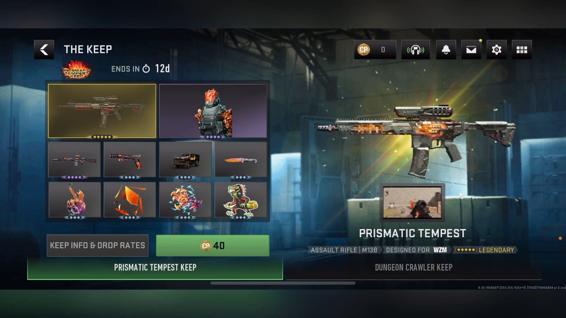 Prismatic Tempest weapon blueprint in Warzone Mobile (Image via Activision)