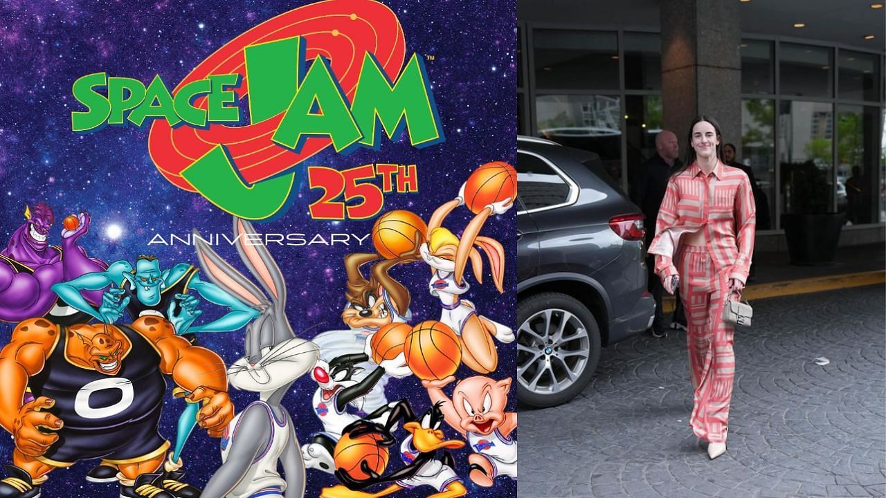 Caitlin Clark wants to appear in an all-female version of &quot;Space Jam.&quot; [photo: Fever IG, Space Jam IG]