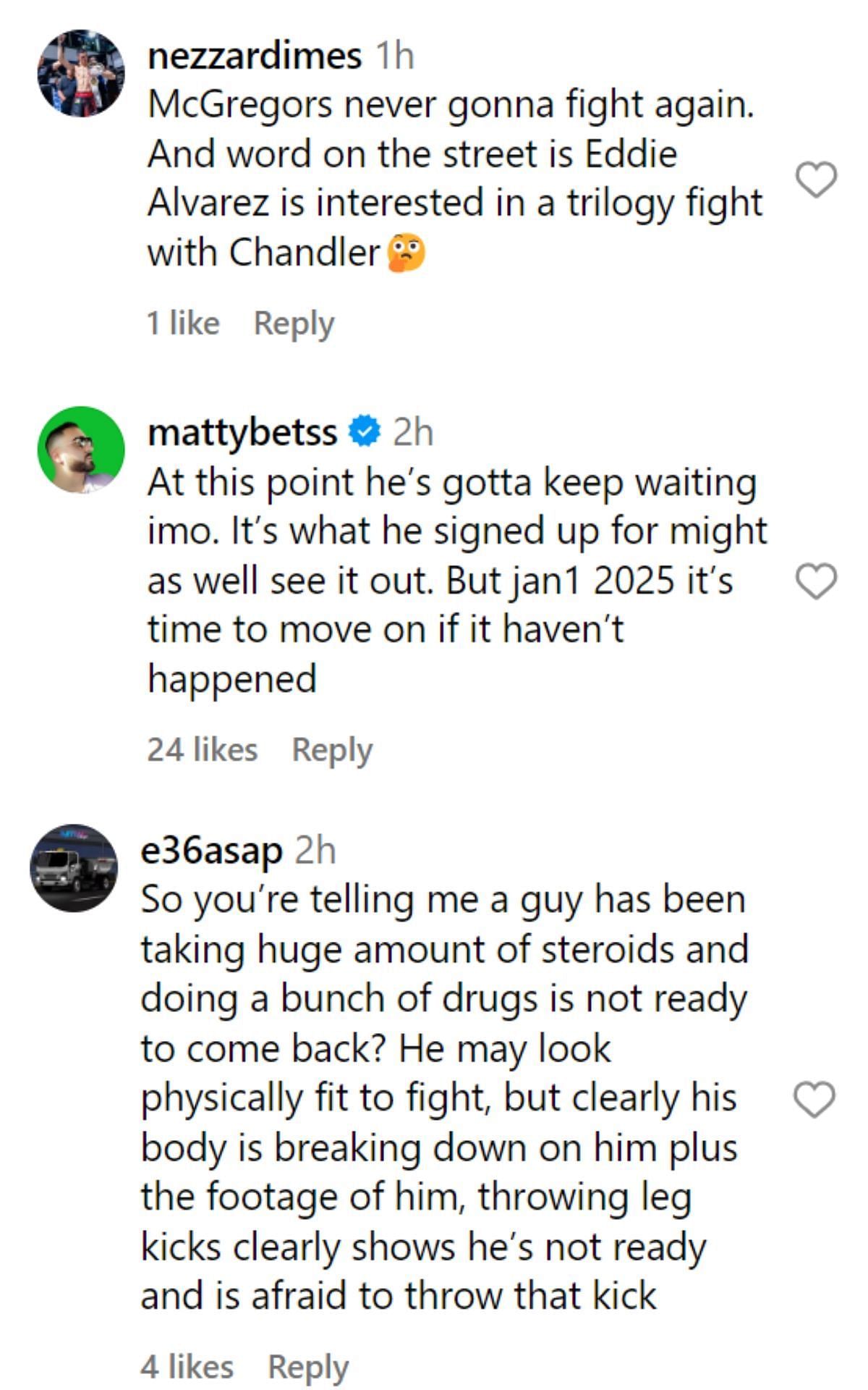 More comments on the post. [Image credit: @mmajunkie on Instagram]