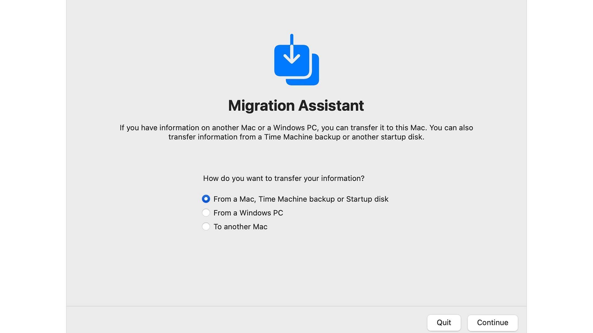 Migration Assistant helps you restore your data (Image via Apple)