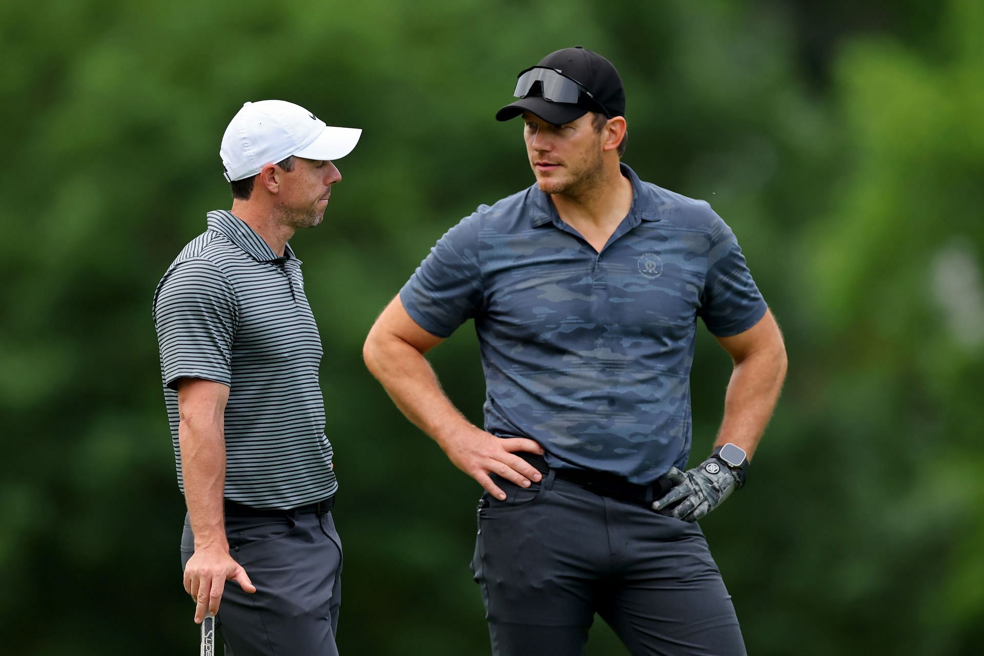 Rory McIlroy and Chris Pratt at the Muirfield Golf Village for the Pro-am