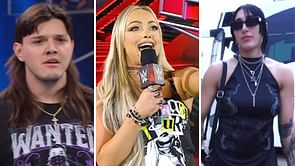 Dominik Mysterio reacts after Liv Morgan sends a message to Rhea Ripley ahead of WWE RAW