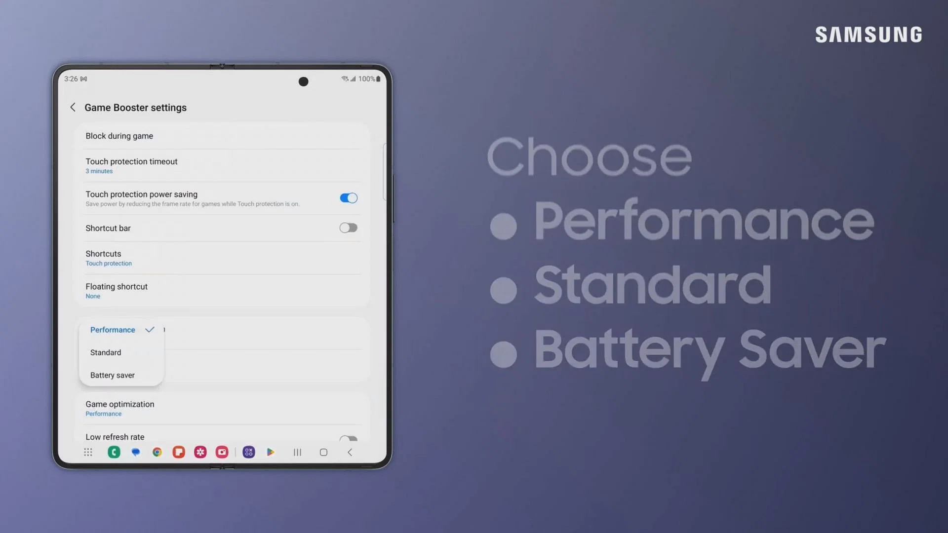 Game optimization options (Image via @Samsung Care/YouTube)