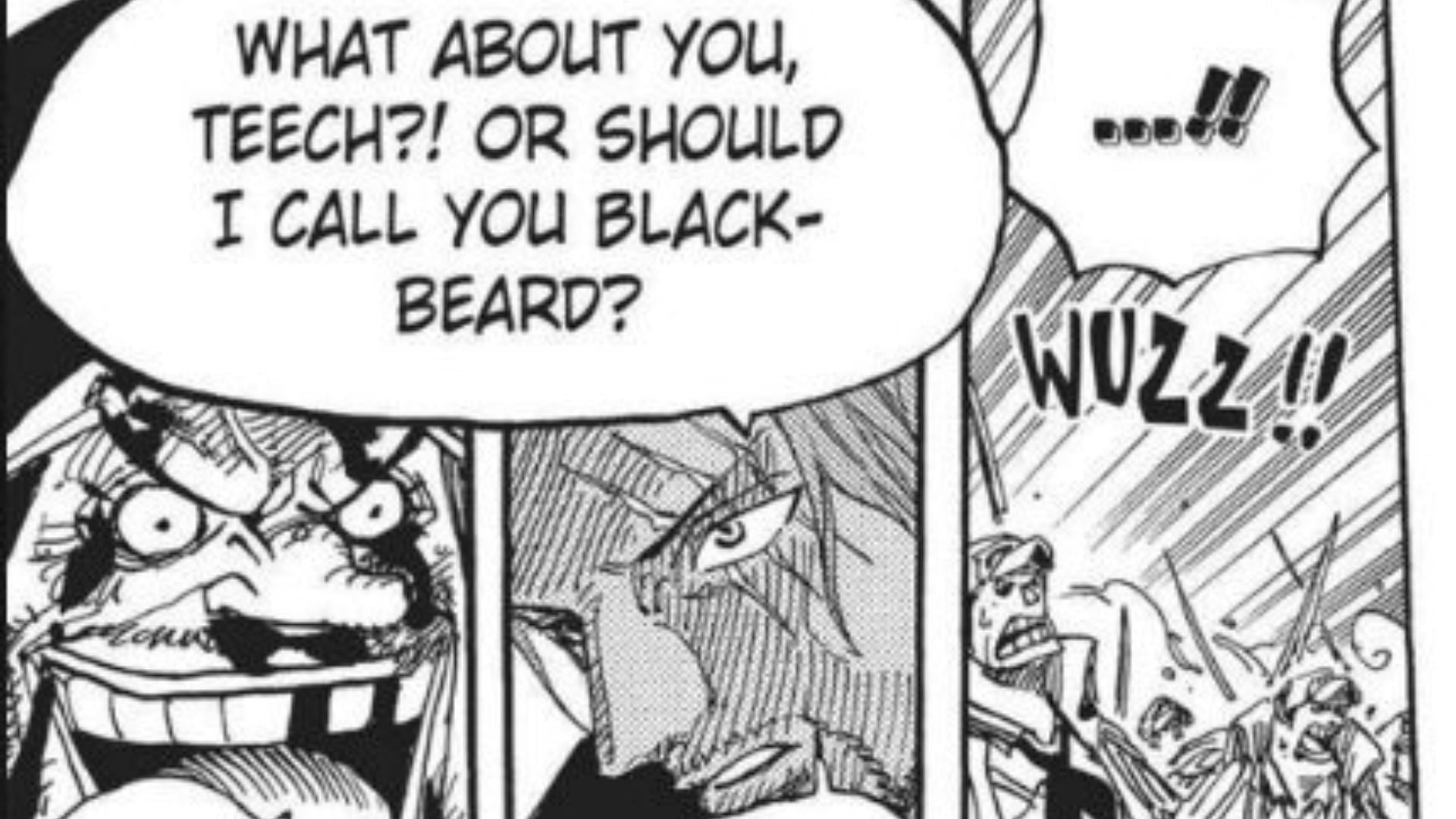 Shanks&#039; conversation with Blackbeard (Image via Shueisha)
