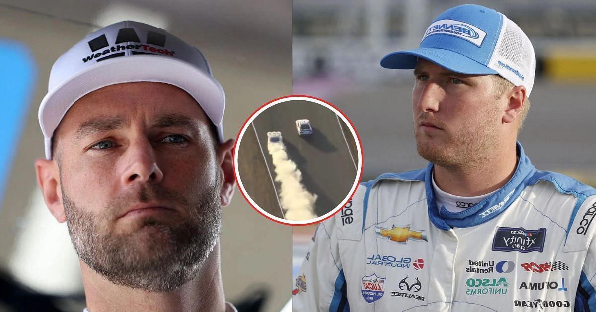 Shane van Gisbergen (L) opens up on his post Sonoma burnout incident against Austin Hill (R) (Image: Getty and FOX: NASCAR on X)