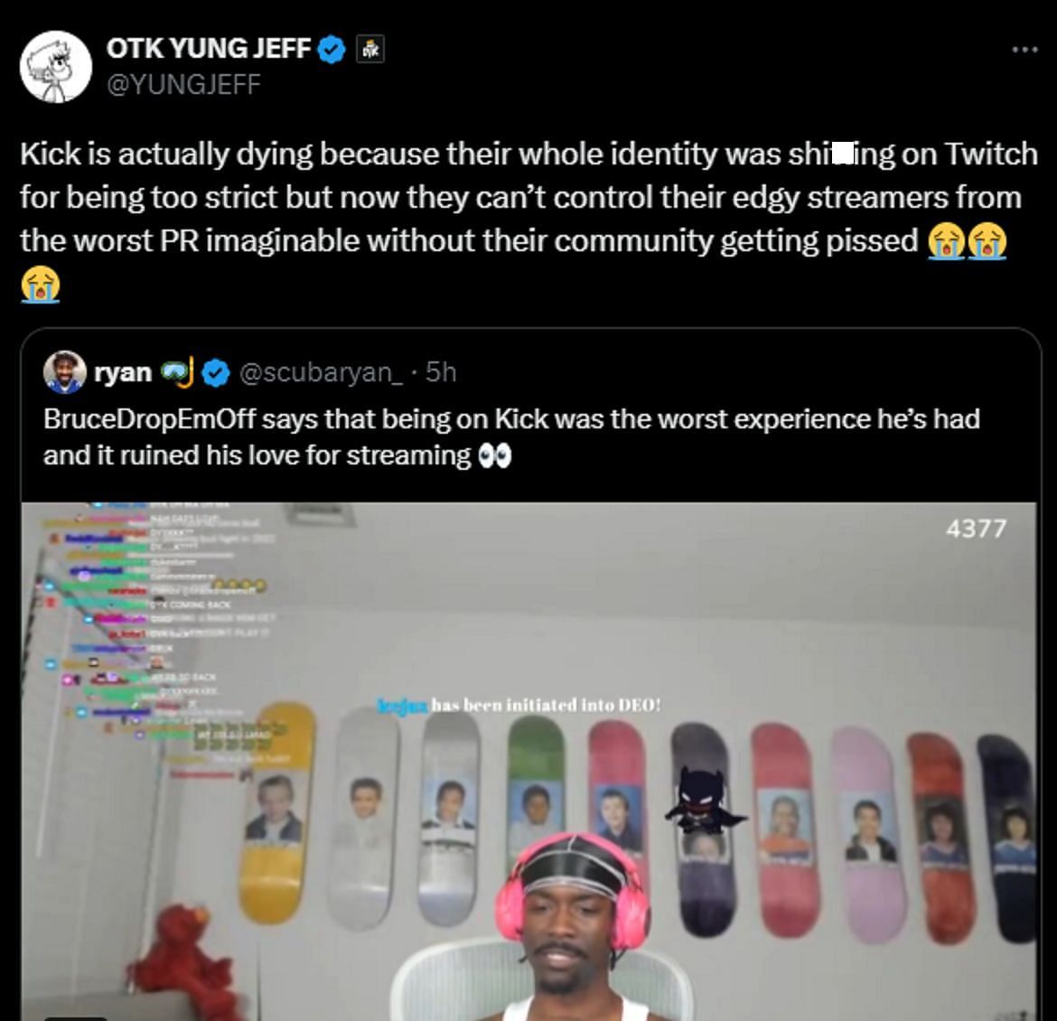 OTK Yung Jeff speaks on Kick.com (Image via X)