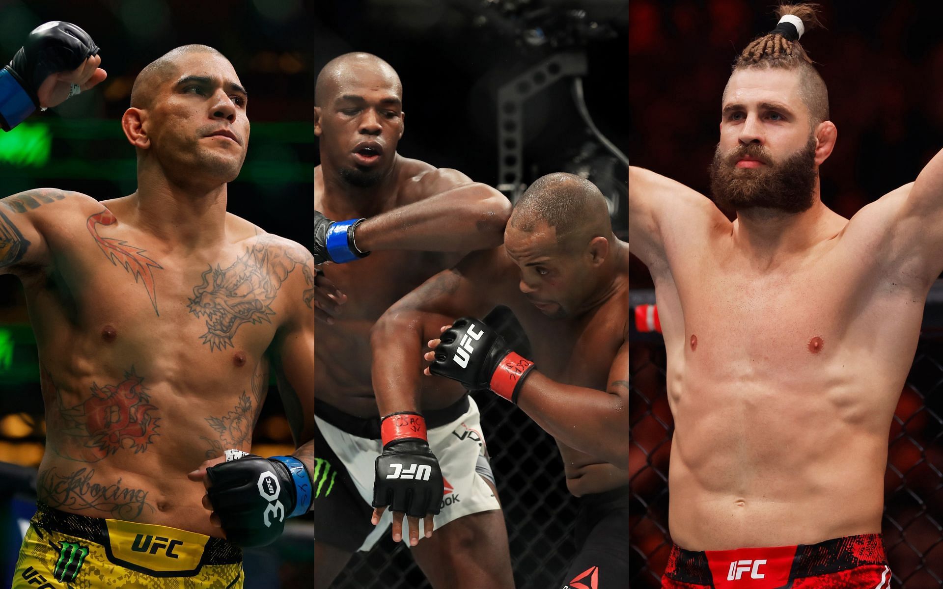 Be it recent UFC light heavyweight champions like Alex Pereira (far left) and Jiri Prochazka (far right) or former 205-pounders like Jon Jones and Daniel Cormier (middle), the UFC light heavyweight division has consistently been ruled by fearsome champions [Images courtesy: Getty Images]