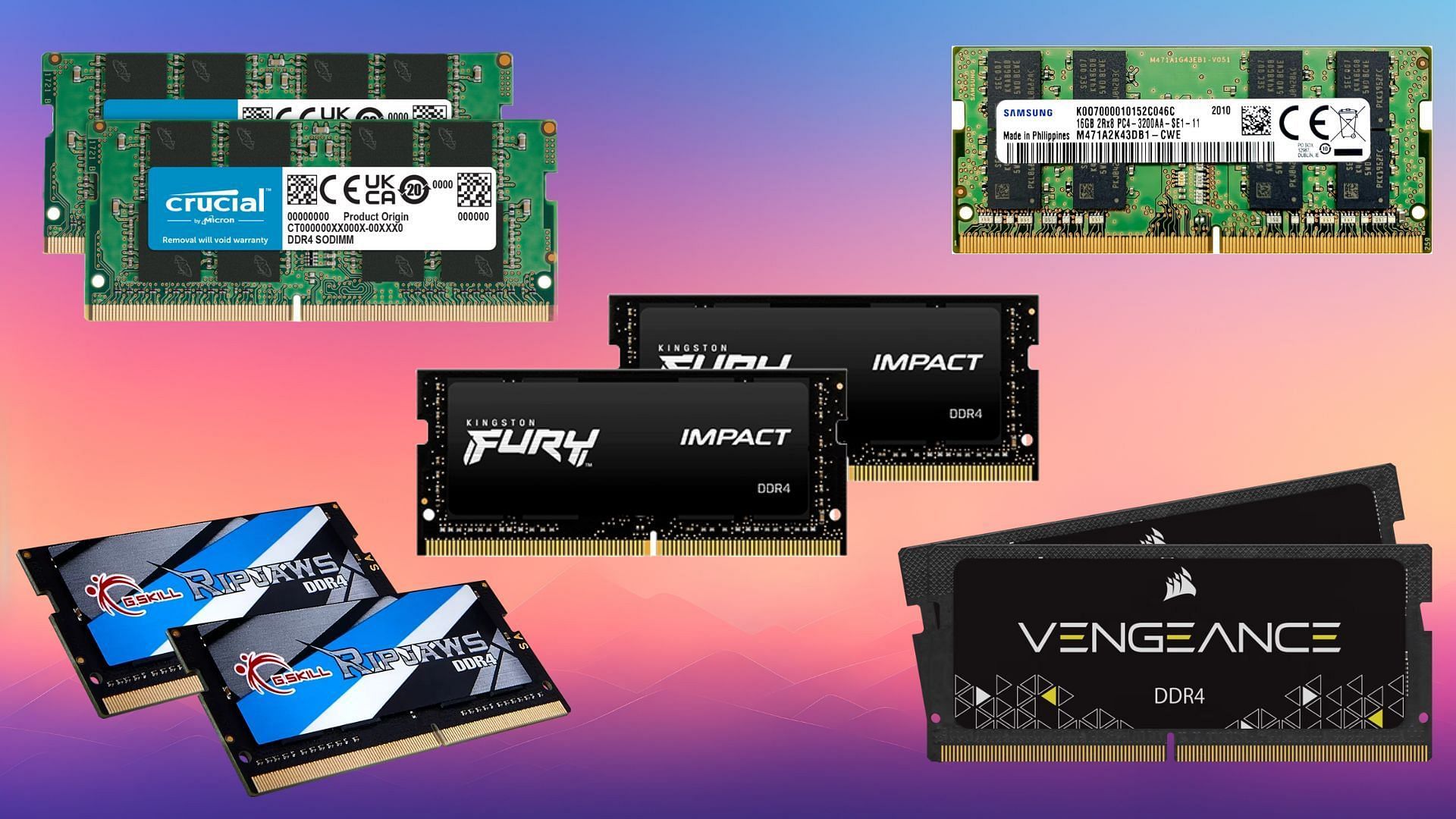 The best DDR4 laptop RAMs you can buy this year (Image via Corsair, Crucial, Kingston, G.SKILL, Samsung)