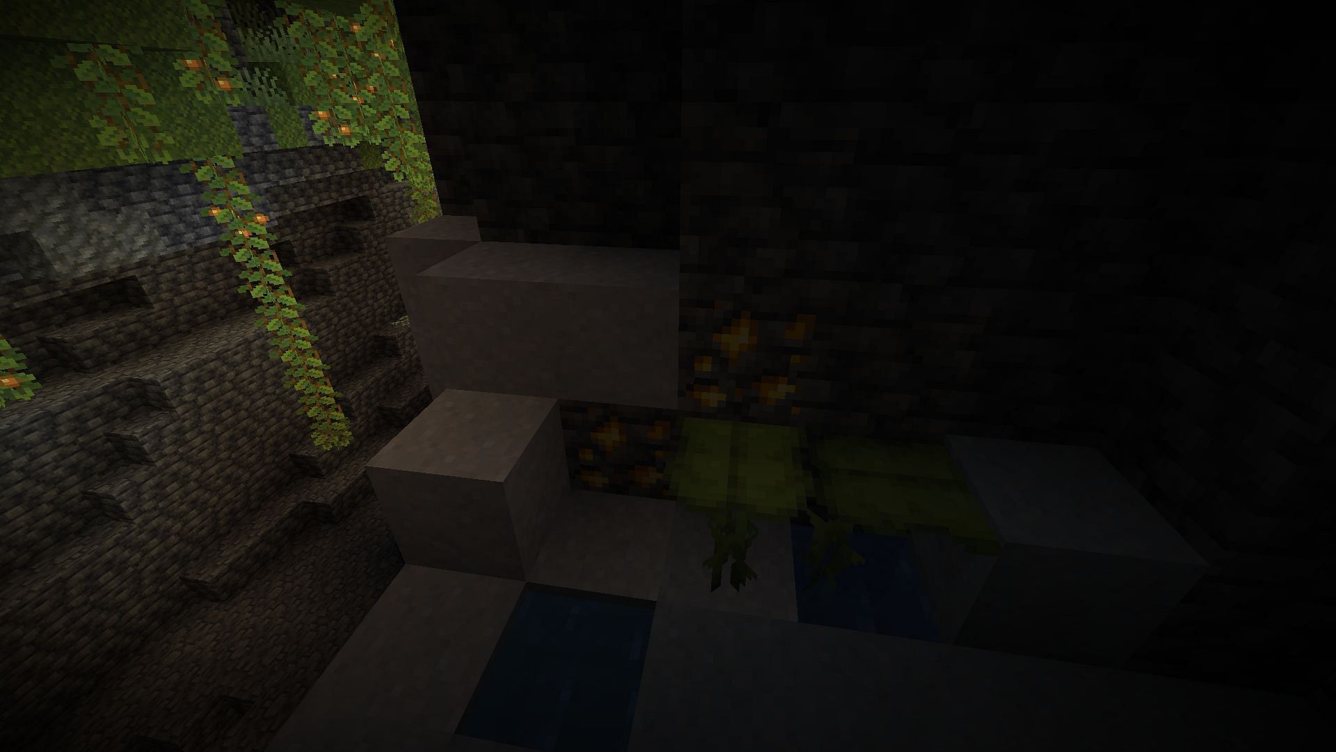 Gold ore found in a lush cave (Image via Mojang)