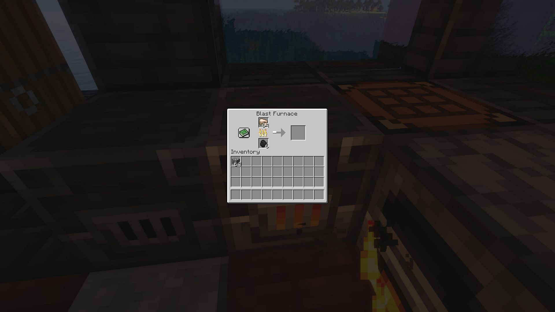 Raw iron smelting in a more powerful Minecraft blast furnace (Image via Mojang)