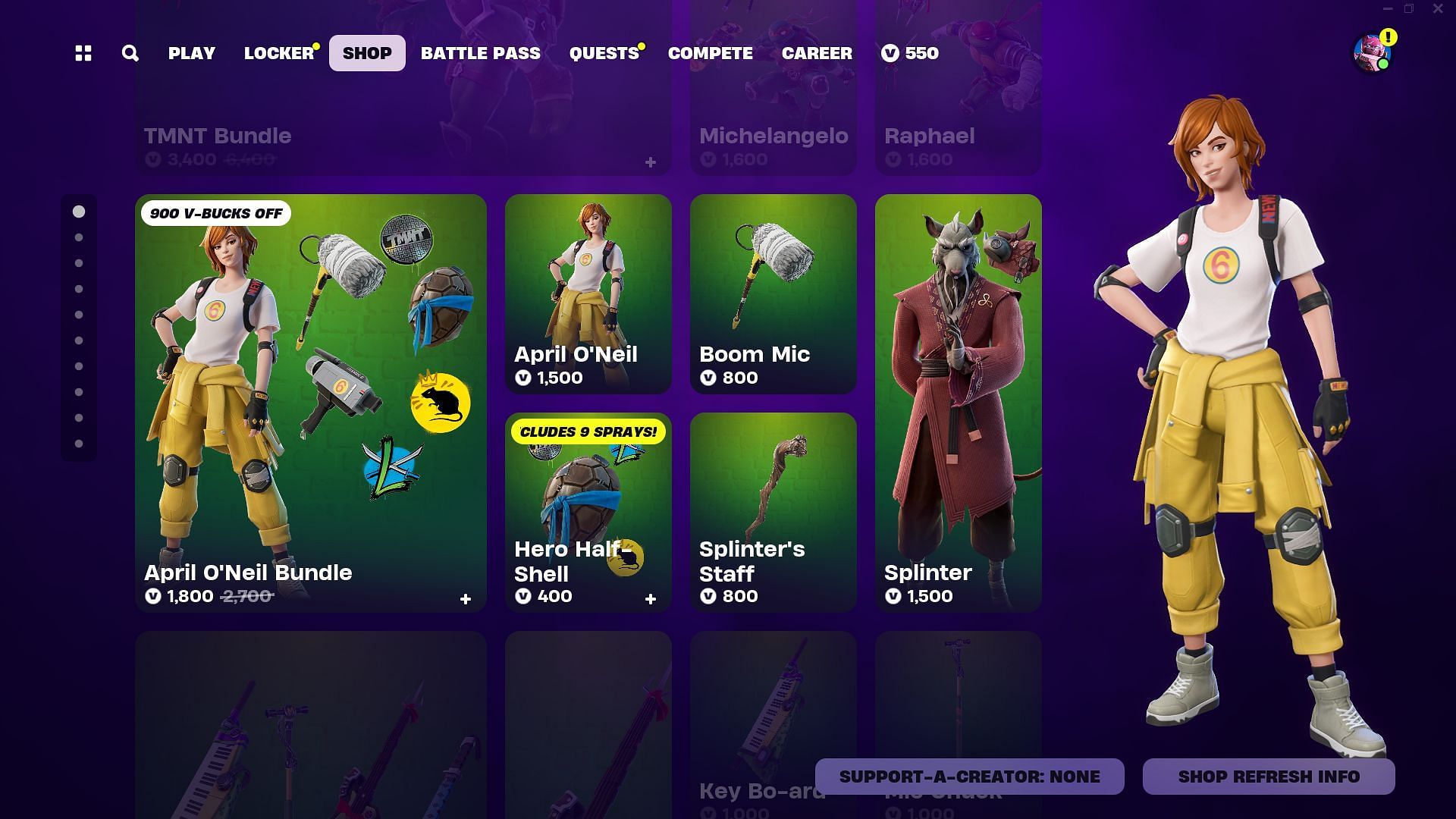 April O&#039;Neil skin is currently listed in the Fortnite Item Shop (Image via Epic Games)