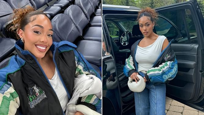 In Photos: Karl-Anthony Towns' girlfriend Jordyn Woods posts final game-day fits, bids adieu to Timberwolves fans after playoffs exit