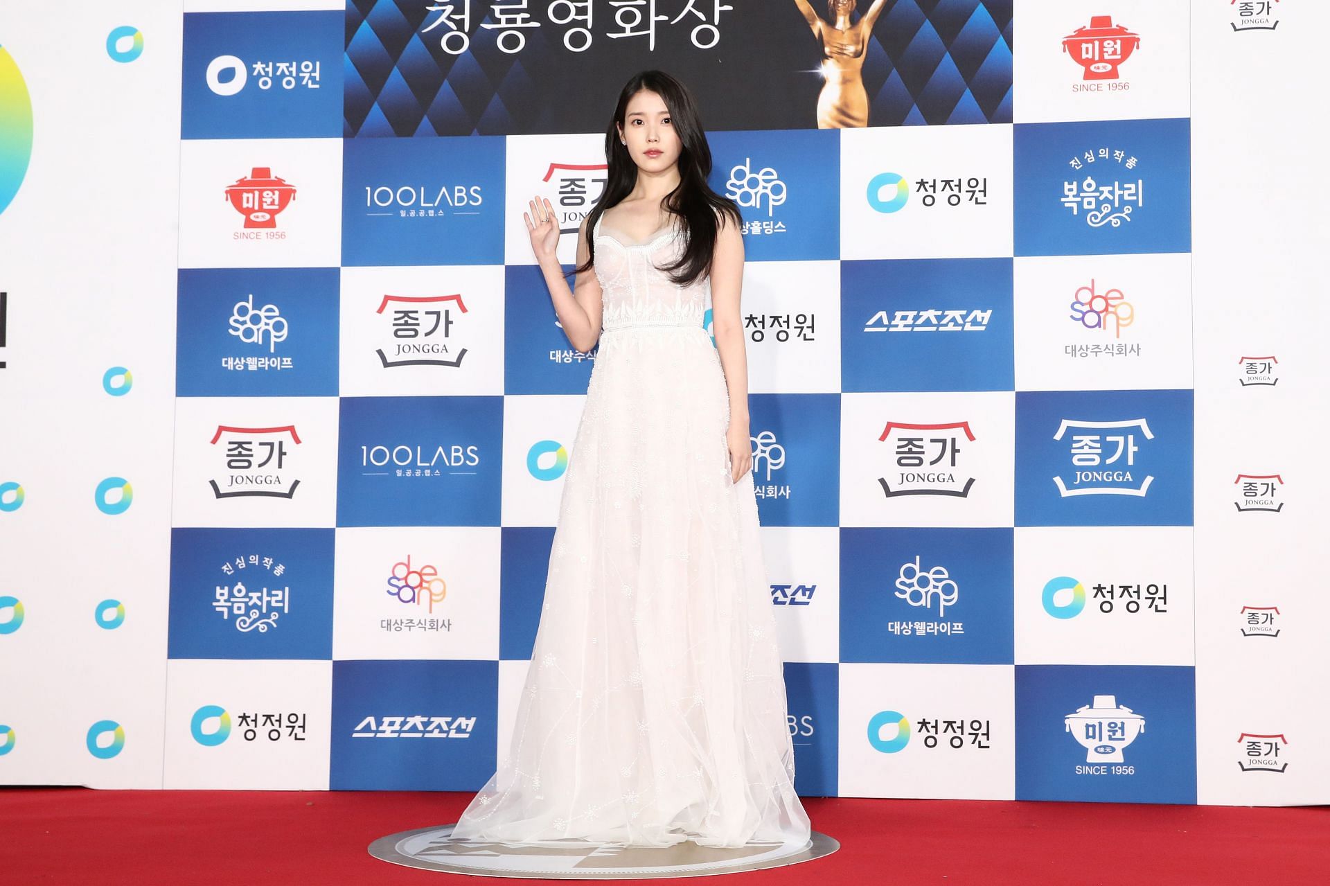 IU at the 43rd Blue Dragon Film Awards - Arrivals (Photo by Chung Sung-Jun/Getty Images)