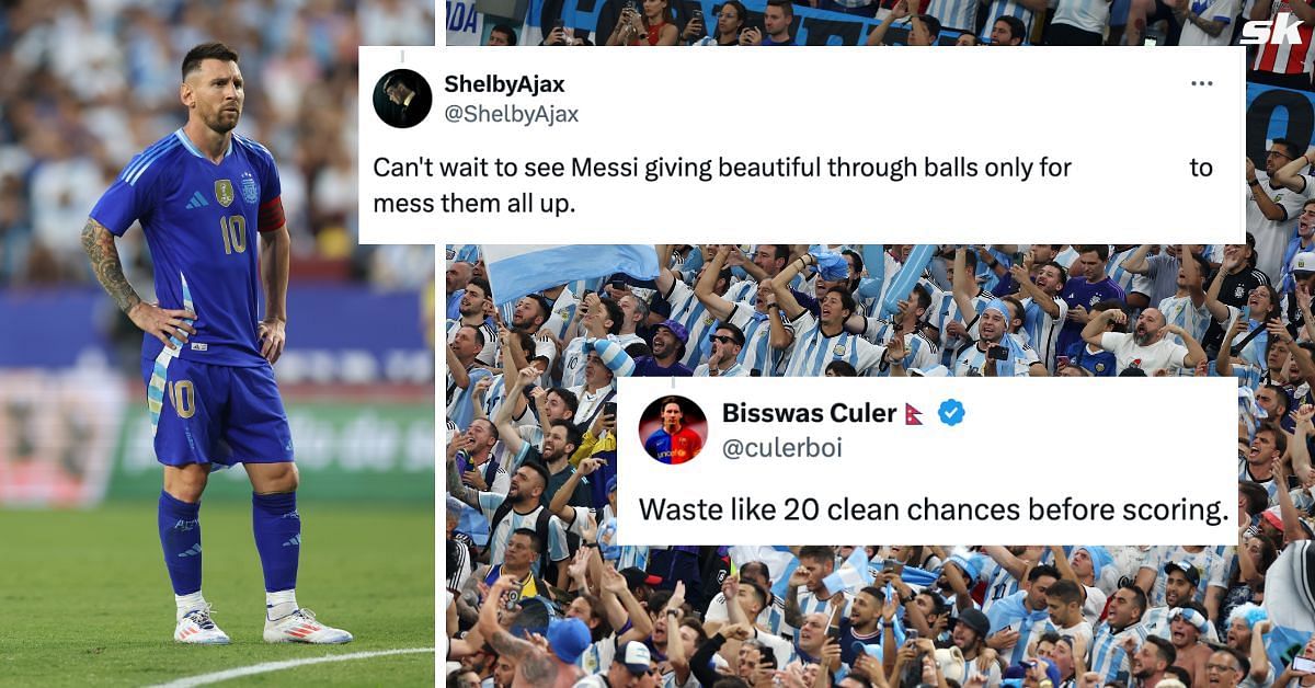Fans furious as Argentina name 26-year-old with Lionel Messi in line-up vs Chile at Copa America 2024. (PC - Getty, @culerboi, and @ShelbyAjax)