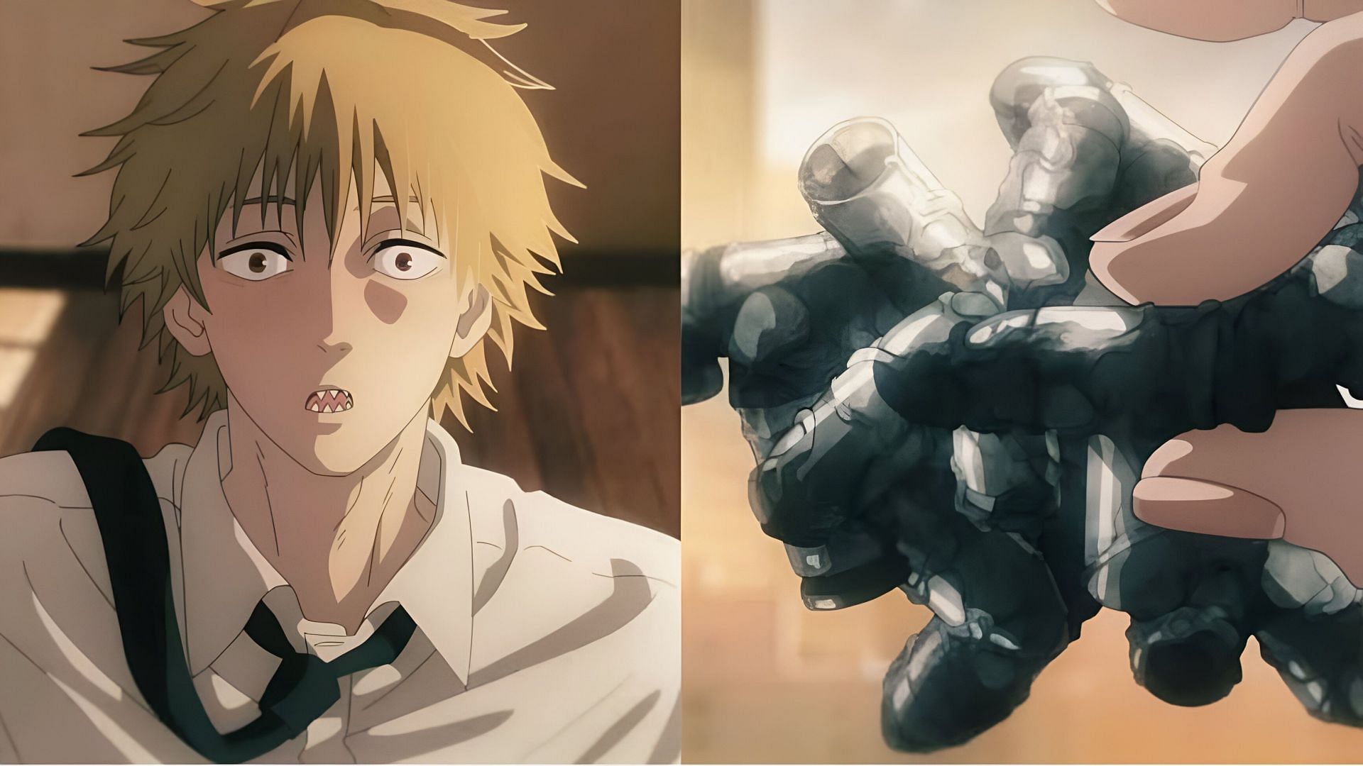 Denji (left) and the body parts of Gun Devil (Image via MAPPA)