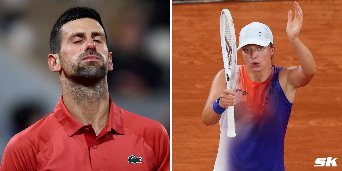 Novak Djokovic (L) and Iga Swiatek. Photos: Getty