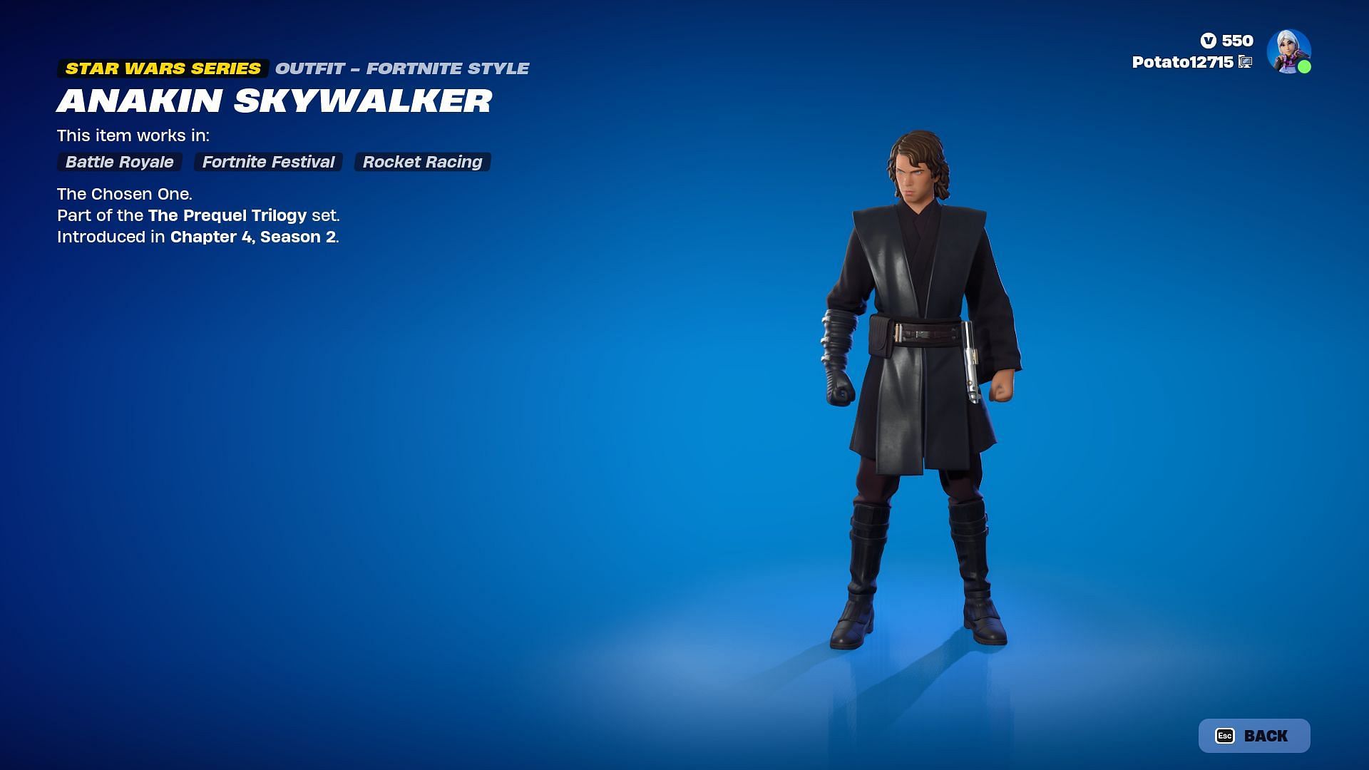 How to get Anakin Skywalker skin in Fortnite