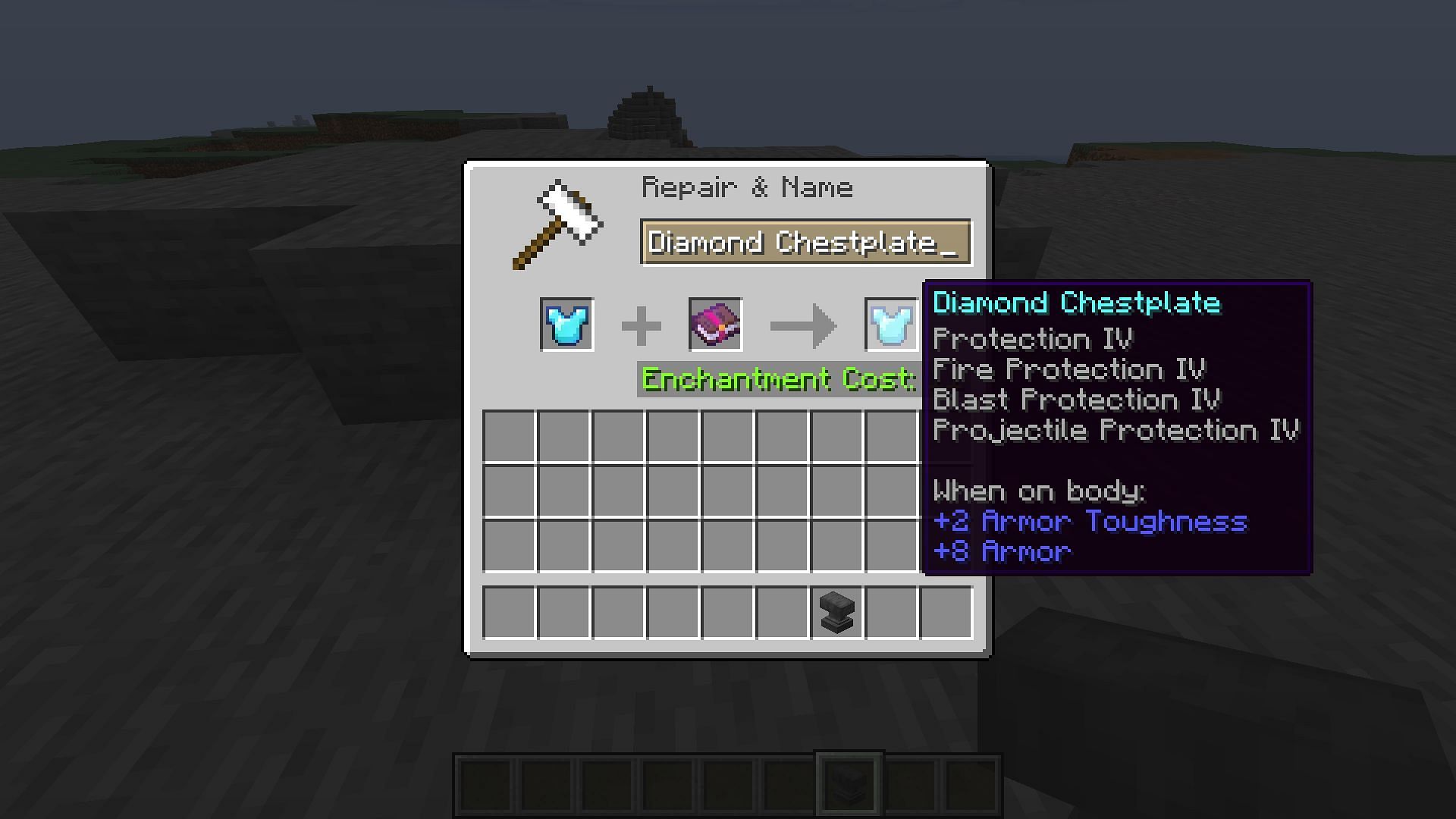 Combine all four protection enchantments on a diamond armor (Image via Mojang Studios)