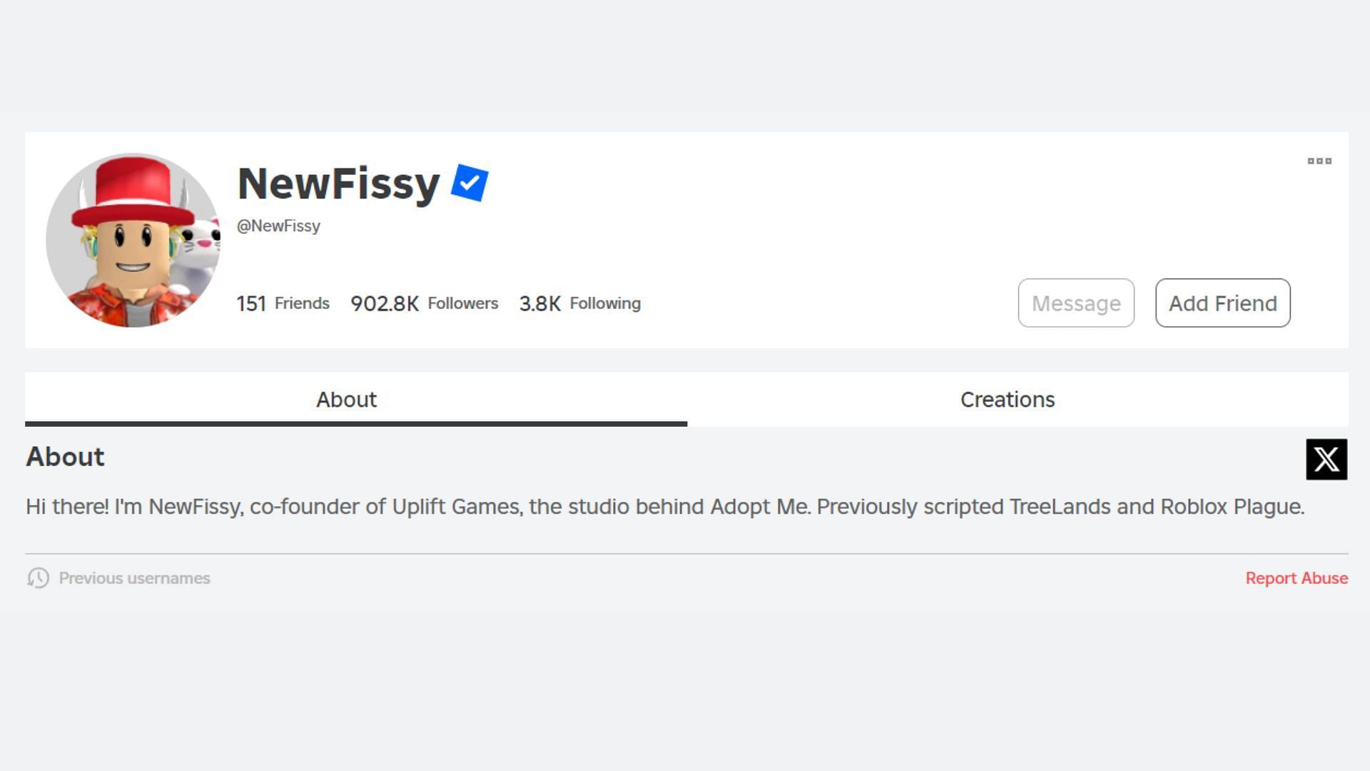 NewFissy is the co-founder of Uplift Games that has created Adopt Me (Image via Roblox)