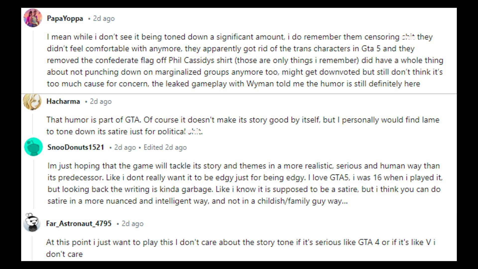 More opinions on GTA 6 possibly being toned down (Images via Reddit)