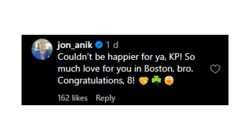 Jon Anik's Instagram comment