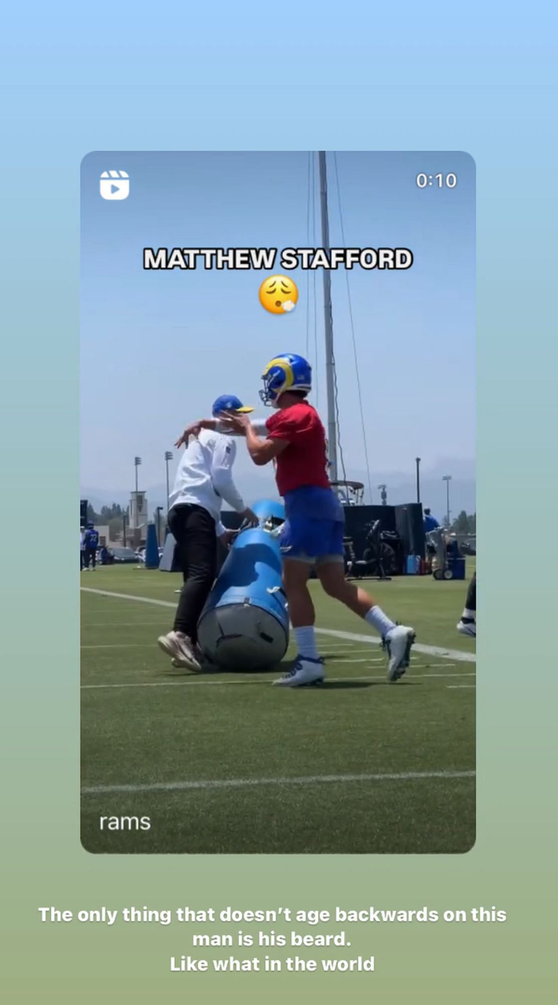 Kelly Stafford&#039;s reaction to Matthew attending Rams practice