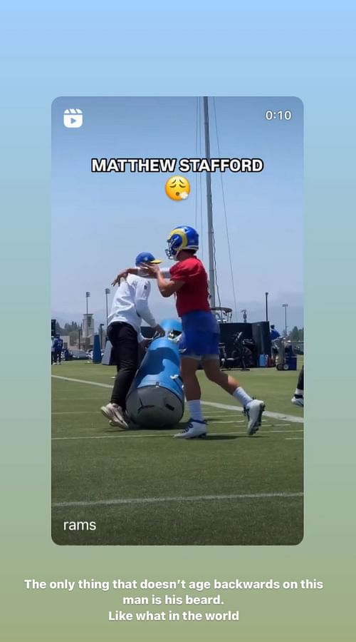 Kelly Stafford's reaction to Matthew attending Rams practice