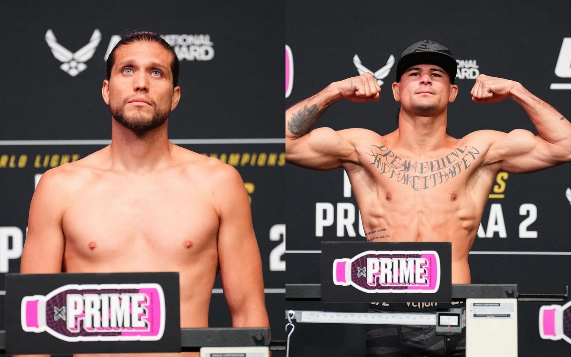 Brian Ortega (left) vs. Diego Lopes (right) will proceed as a lightweight bout. [Images courtesy: @ufc on Instagram]