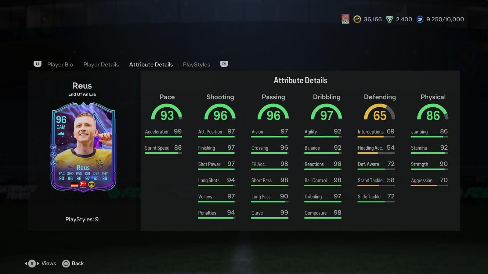 Reus has amazing stats (Image via EA Sports)