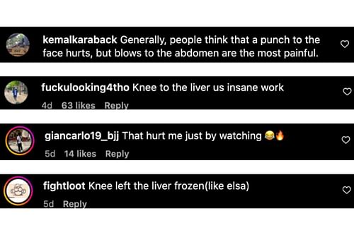 Screenshot of fans' comments